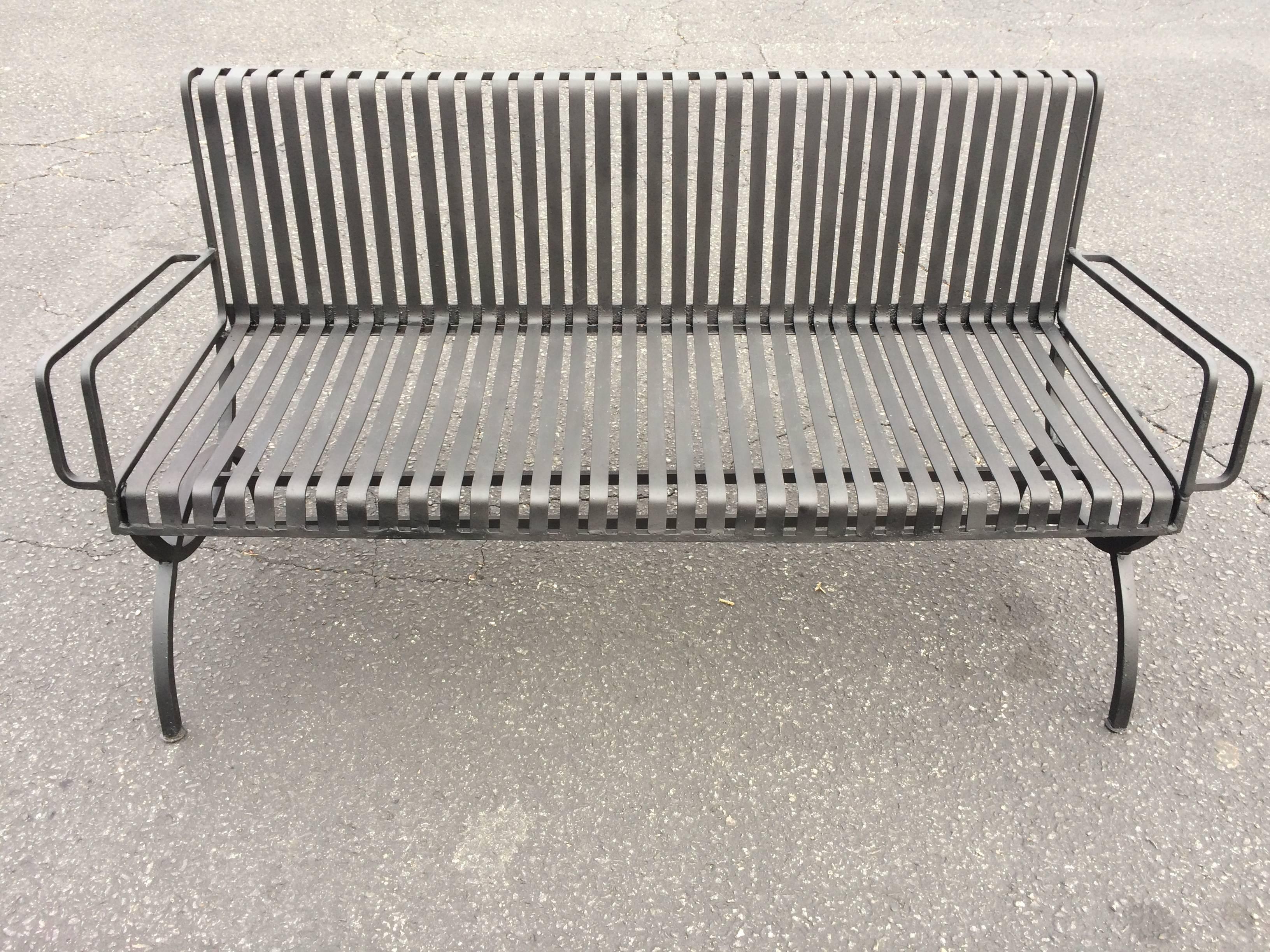 Rare Handmade Mid-Century Steel Bench In Excellent Condition In Redding, CT