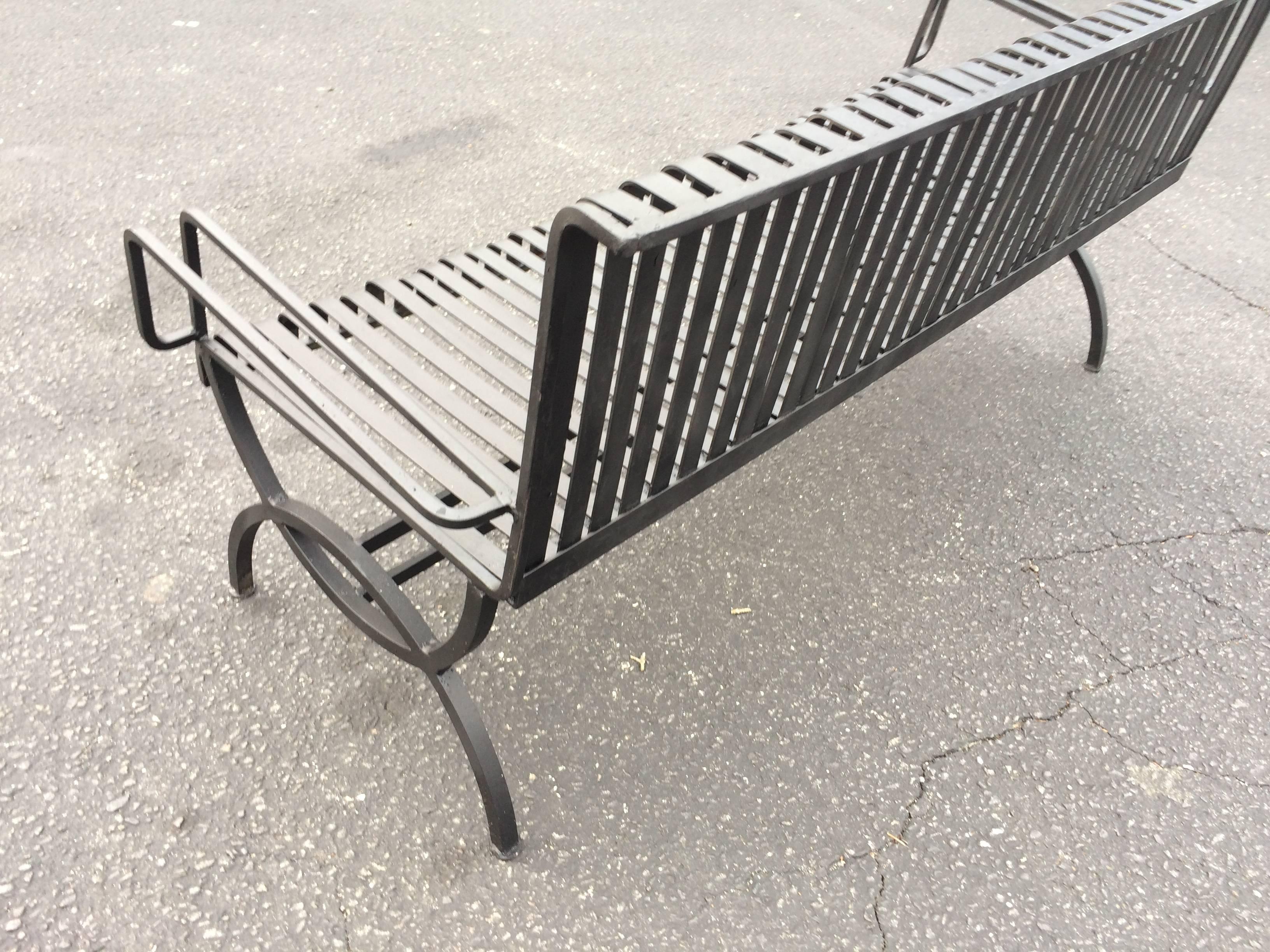 Rare Handmade Mid-Century Steel Bench 2