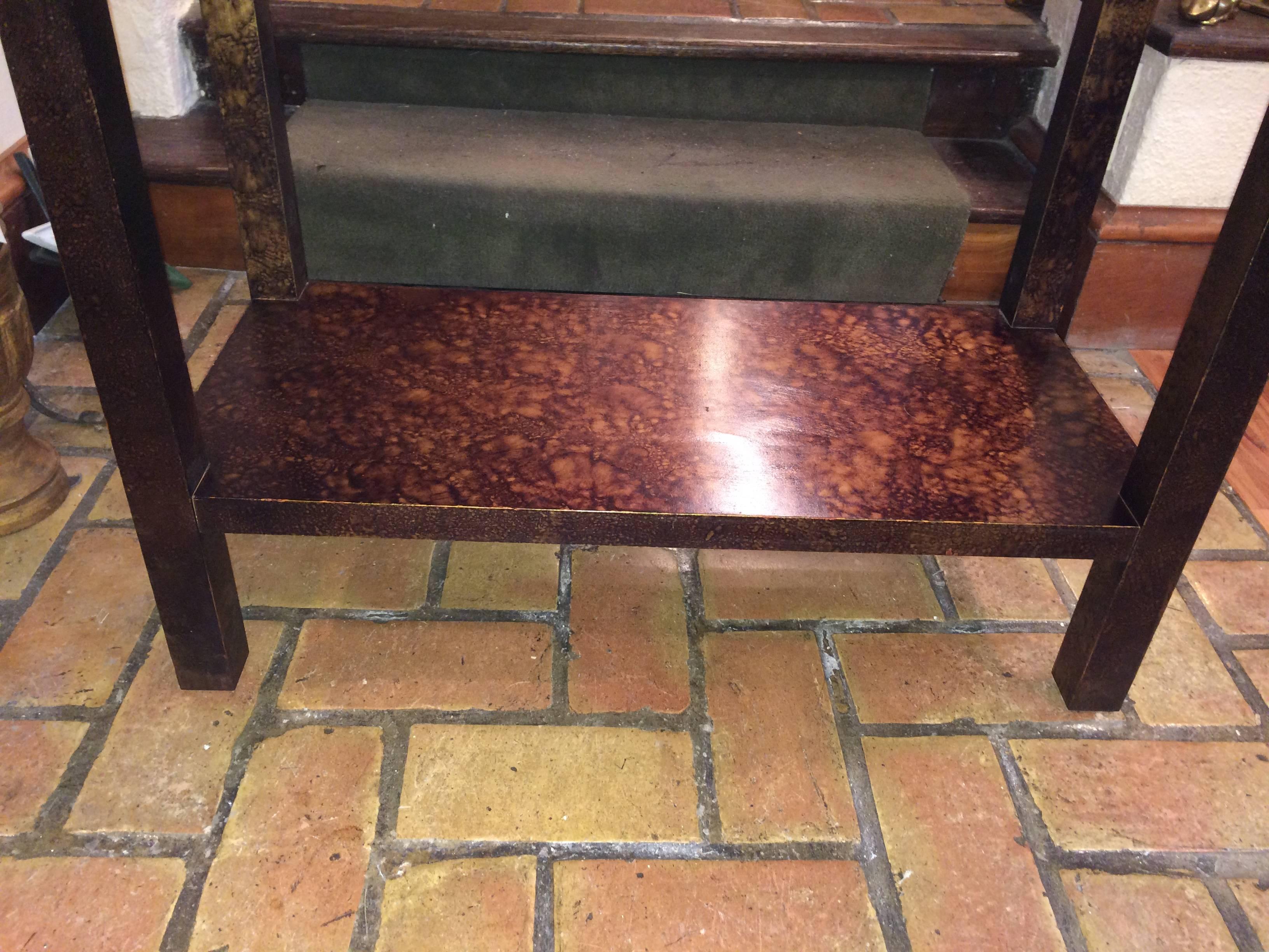 Wooden Hand-Painted Faux Tortoise Shell Etagere by Lane In Excellent Condition In Redding, CT