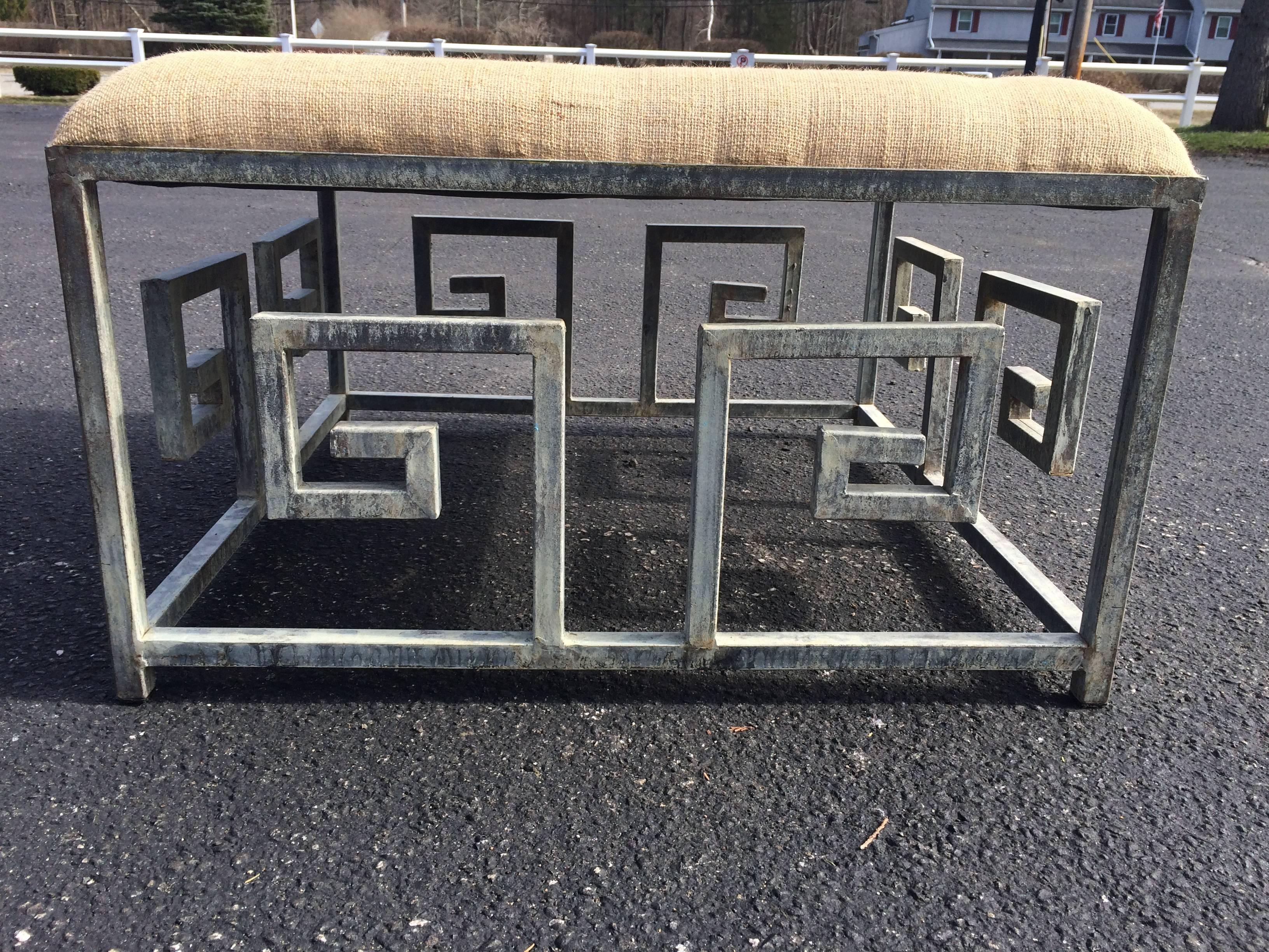 Greek Key Iron Ottoman Coffee Table-new unused. In Excellent Condition In Redding, CT
