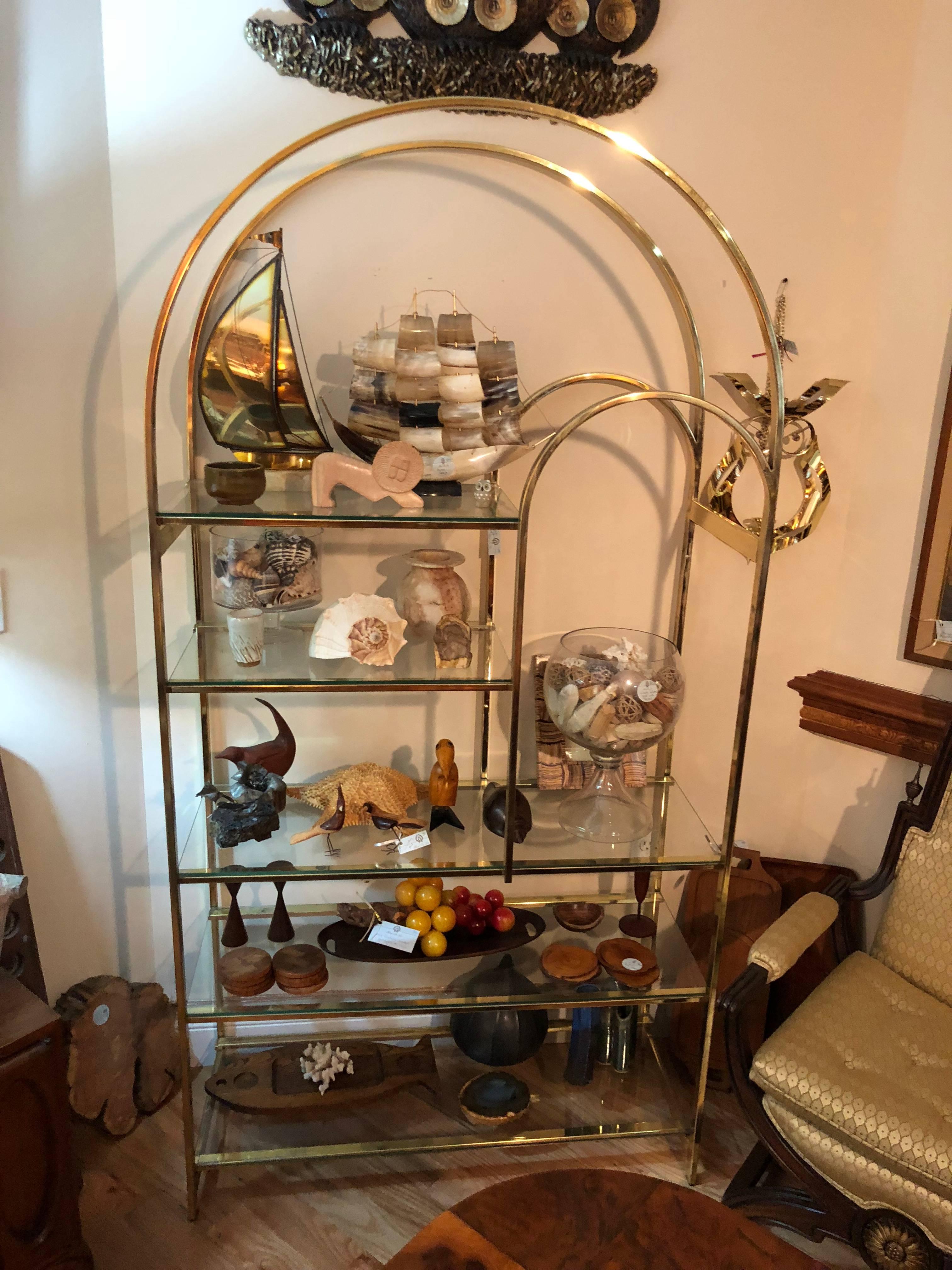 Hollywood Regency Brass Etagere In Good Condition In Redding, CT