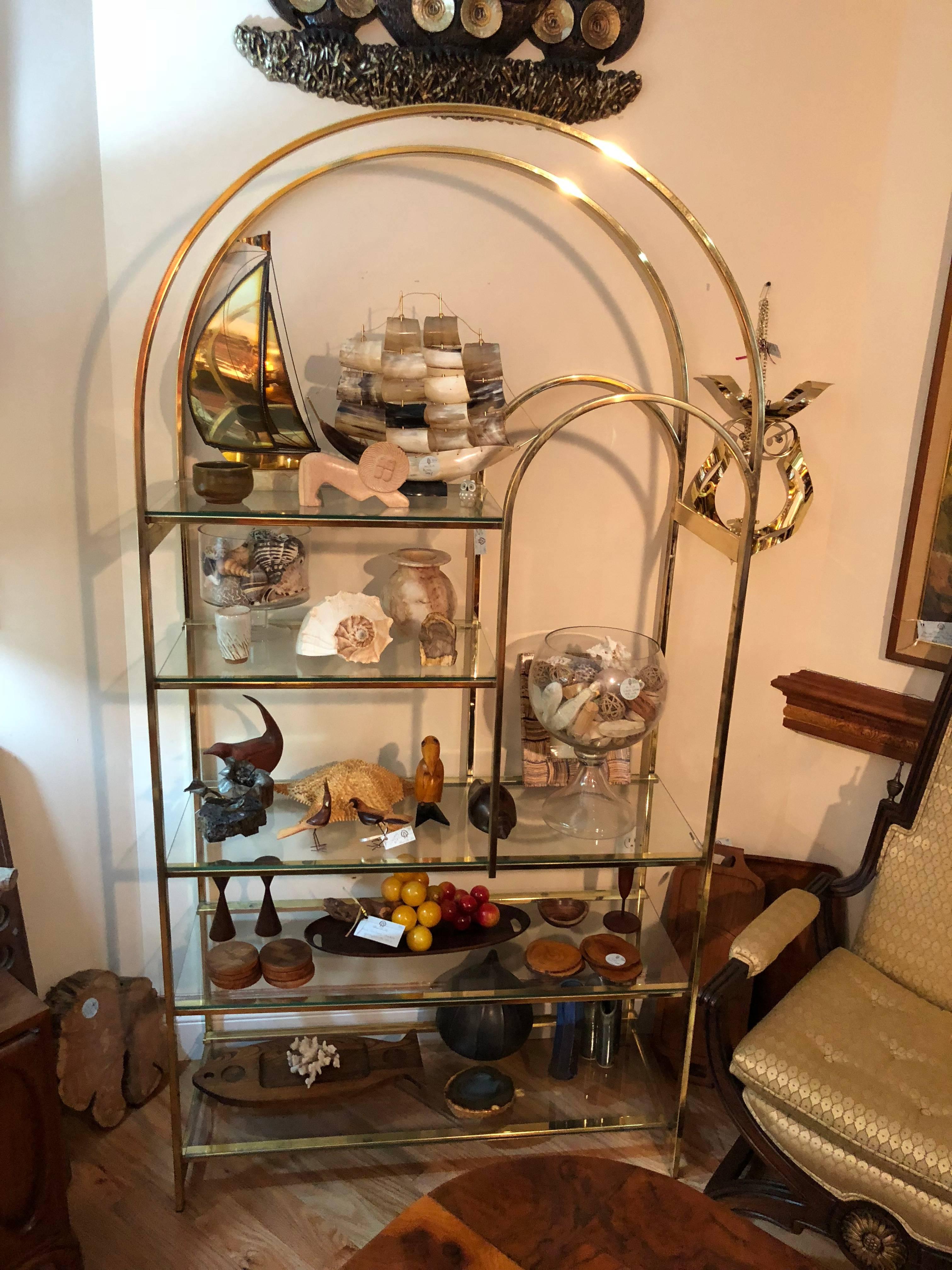 Plated Hollywood Regency Brass Etagere