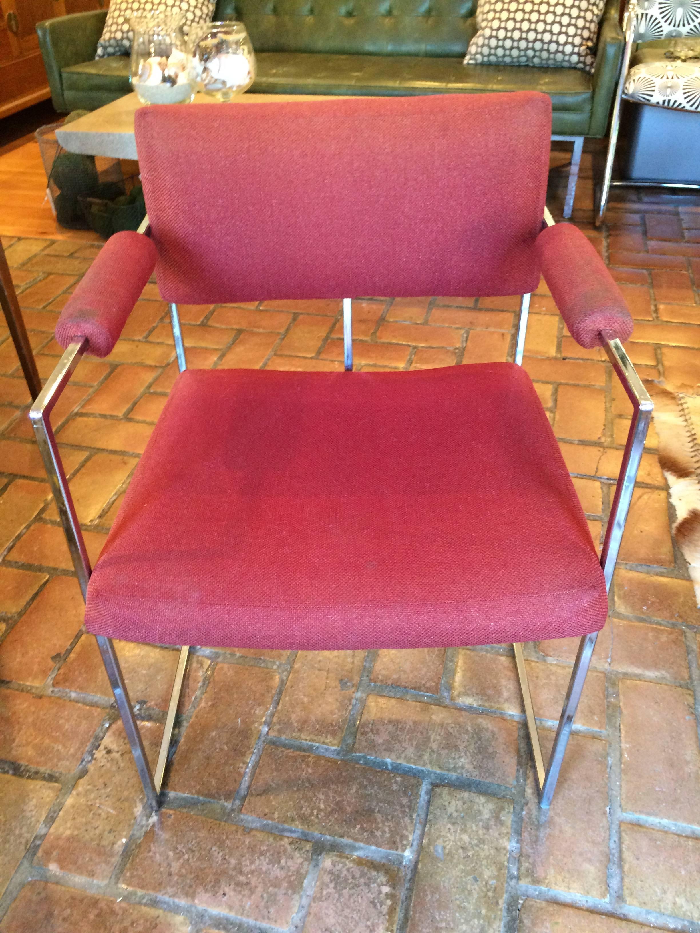 Mid-Century Modern Chrome Milo Baughman for Thayer Coggin Chair