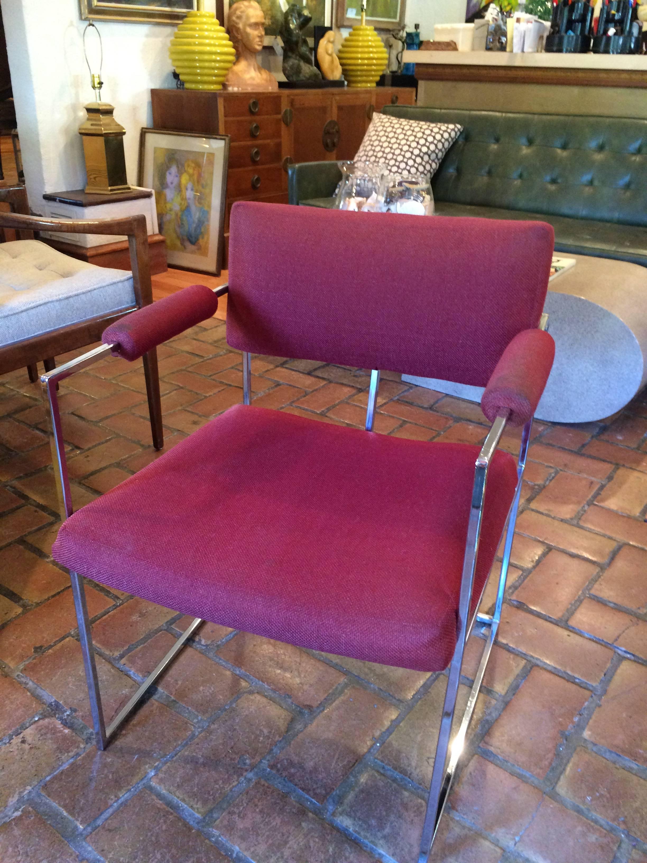 Chrome Milo Baughman for Thayer Coggin Chair In Good Condition In Redding, CT