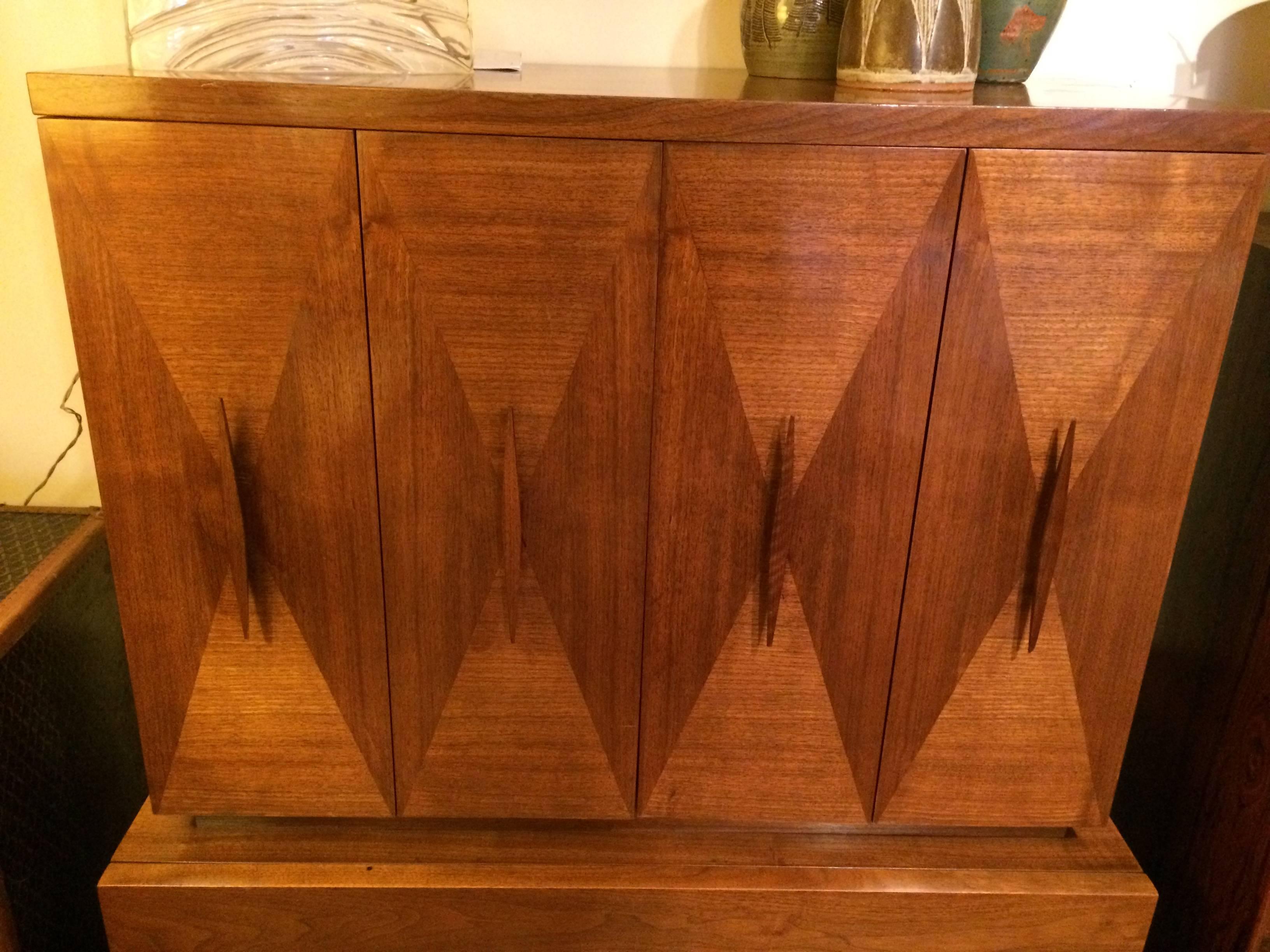 Parquetry Mid Century Modern Highboy attributed to American of Martinsville