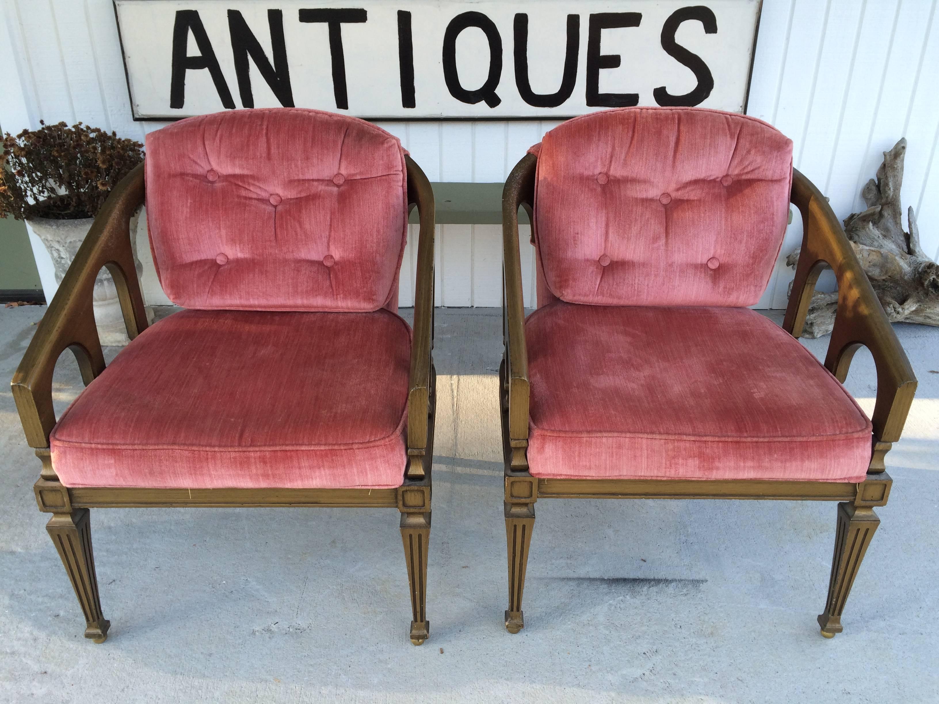 Upholstery Pair of Hollywood Regency Chairs