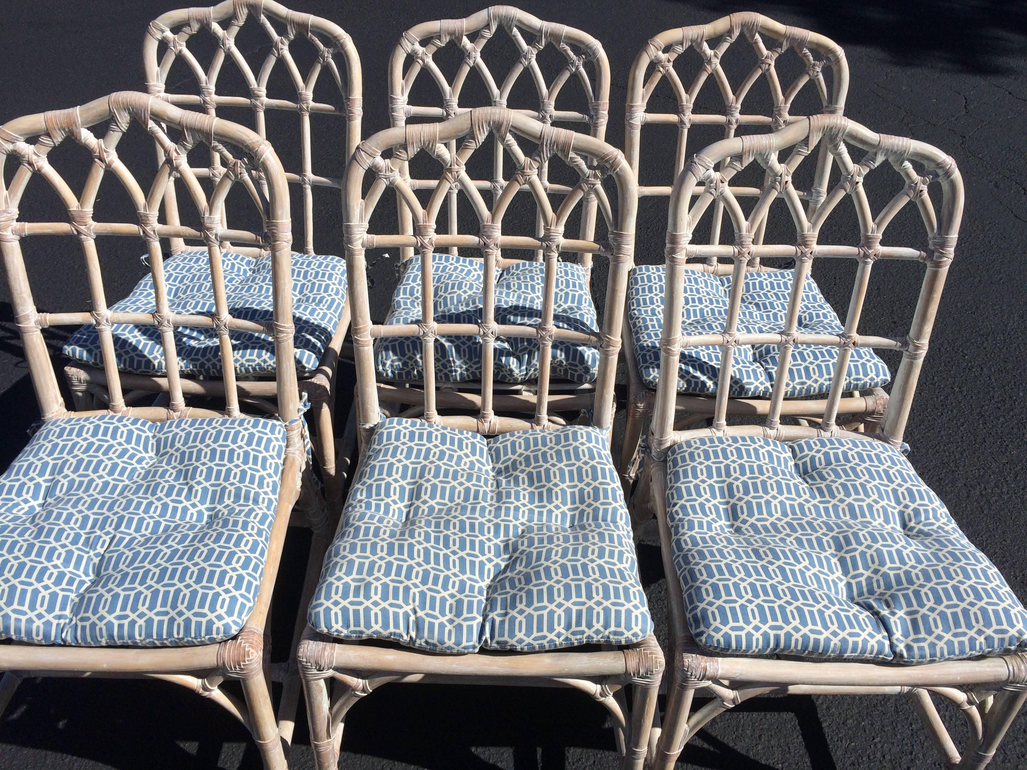 McGuire Bamboo Chinese Chippendale chairs In Excellent Condition In Redding, CT