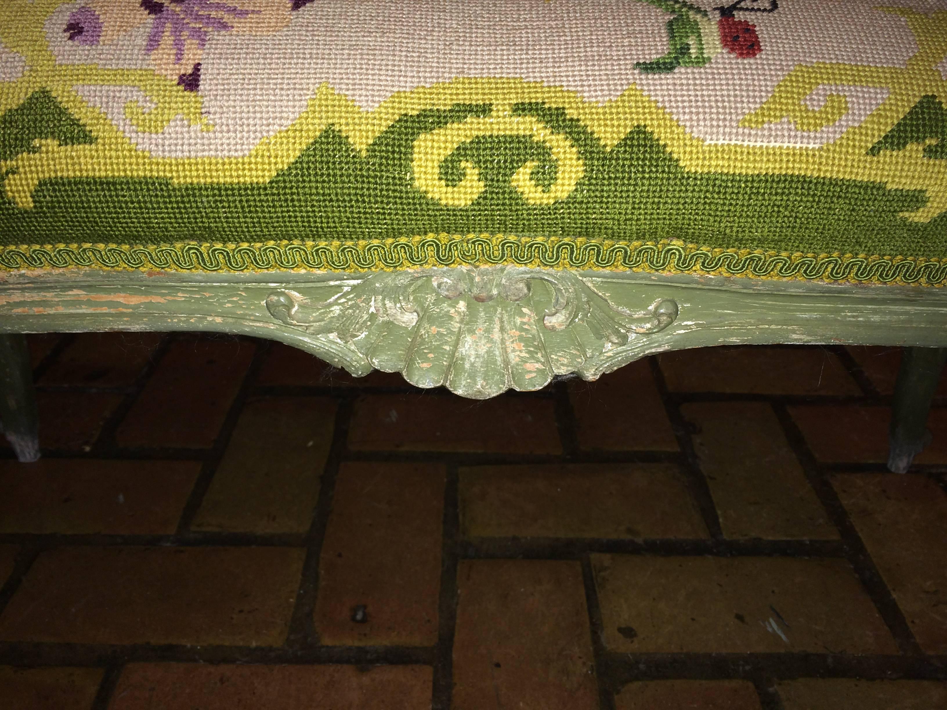 French Style Aubusson Needlepoint Bench 3