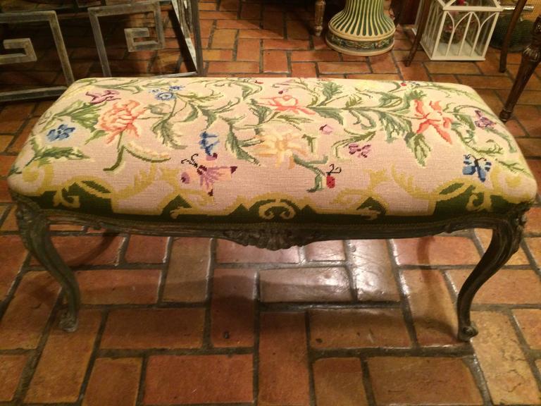 French Style Aubusson Needlepoint Bench at 1stDibs