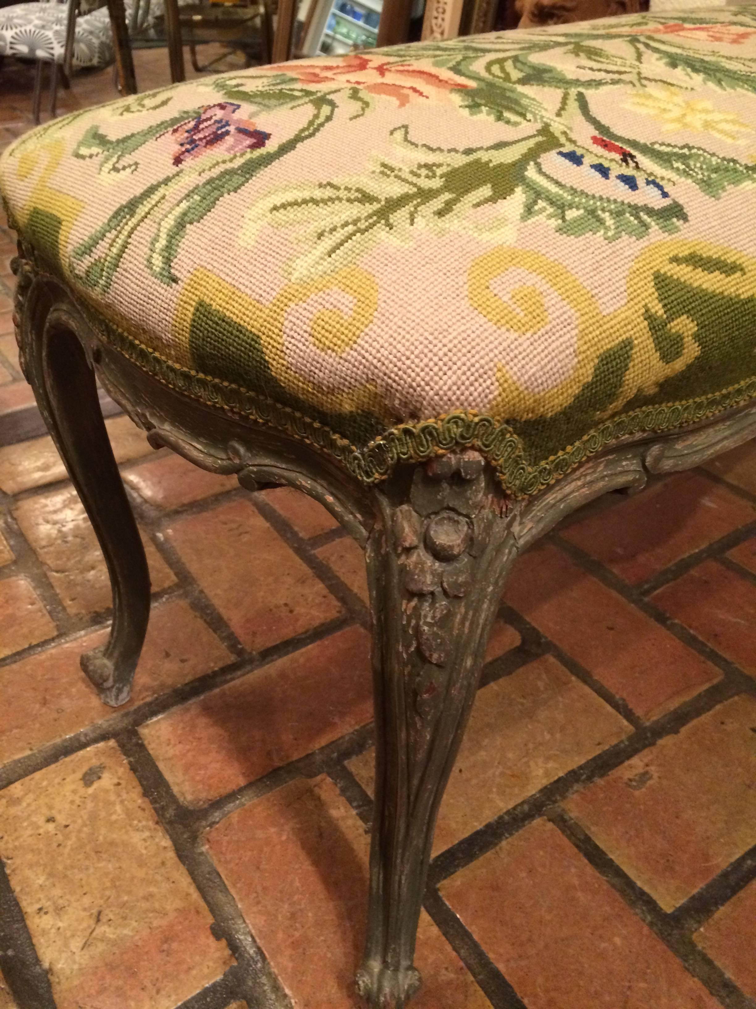 Mid-20th Century French Style Aubusson Needlepoint Bench