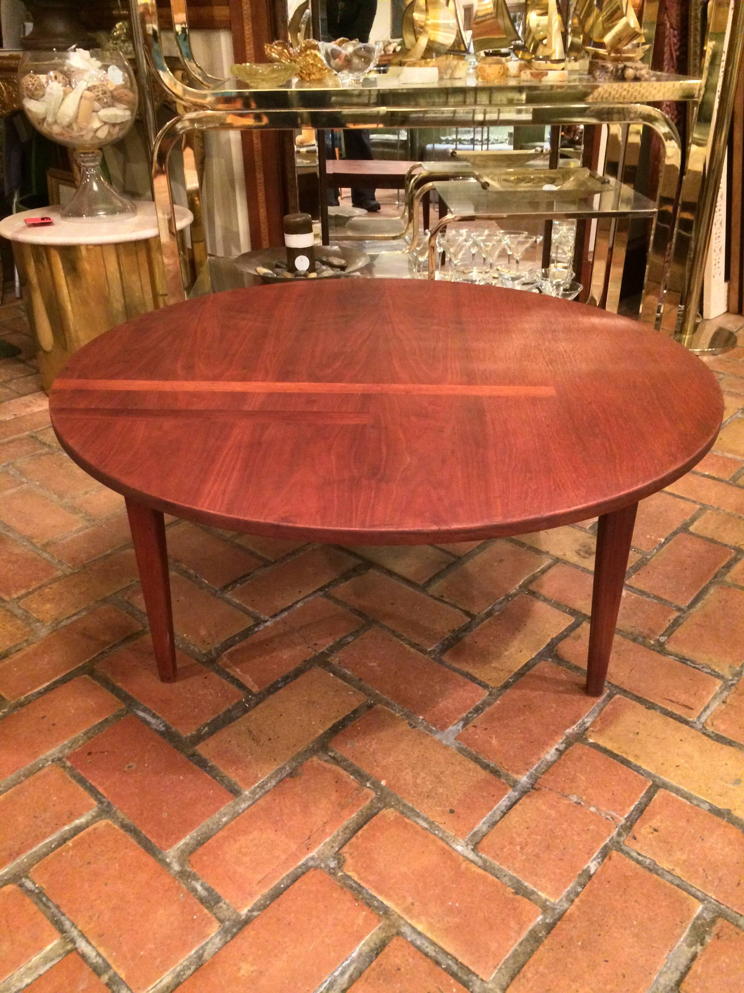 Mid-Century Modern Mid-Century Round Solid Walnut Coffee Table