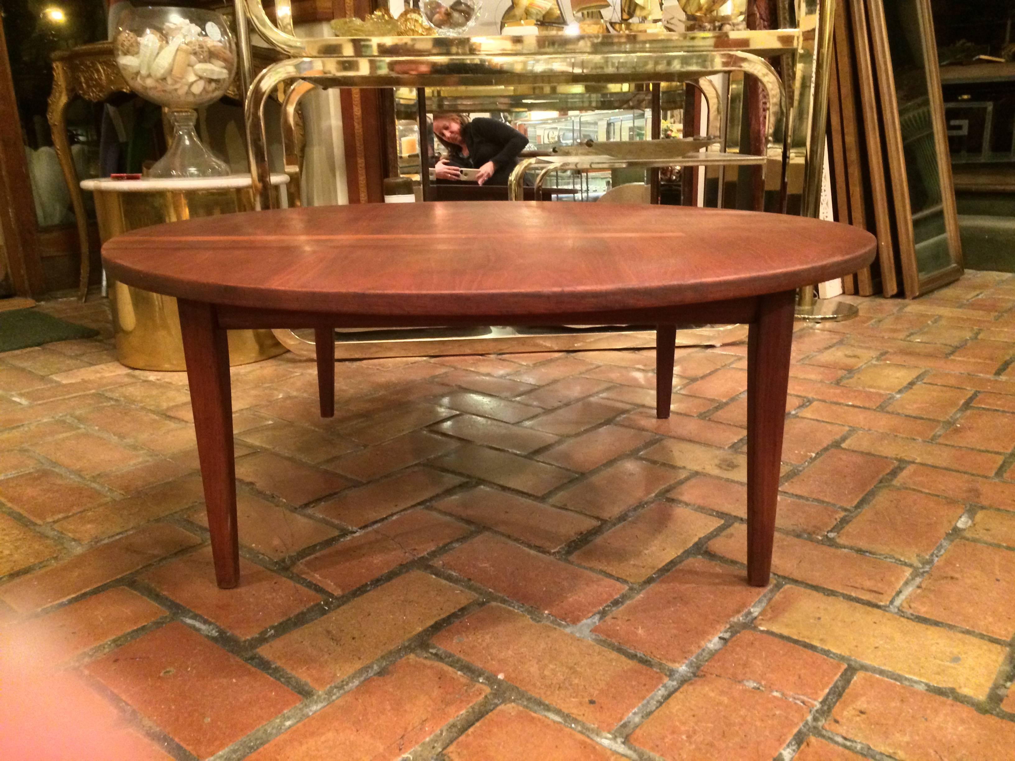 Mid-Century Round Solid Walnut Coffee Table 2