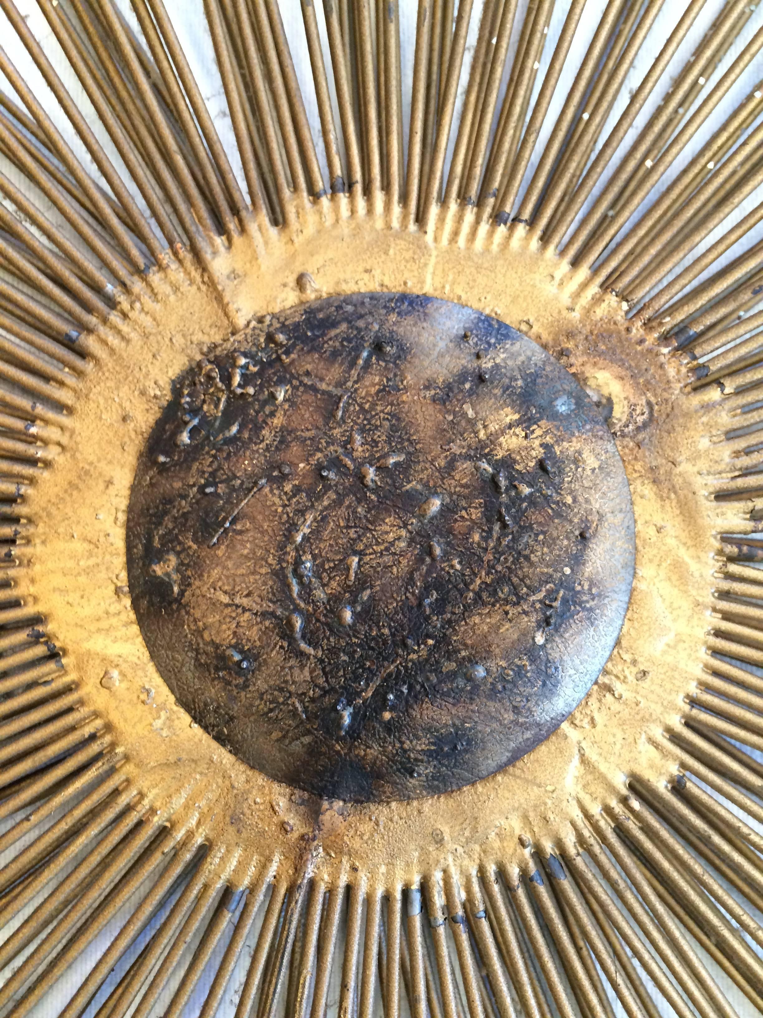 Iron Mid Century Brutalist Starburst Wall Sculpture