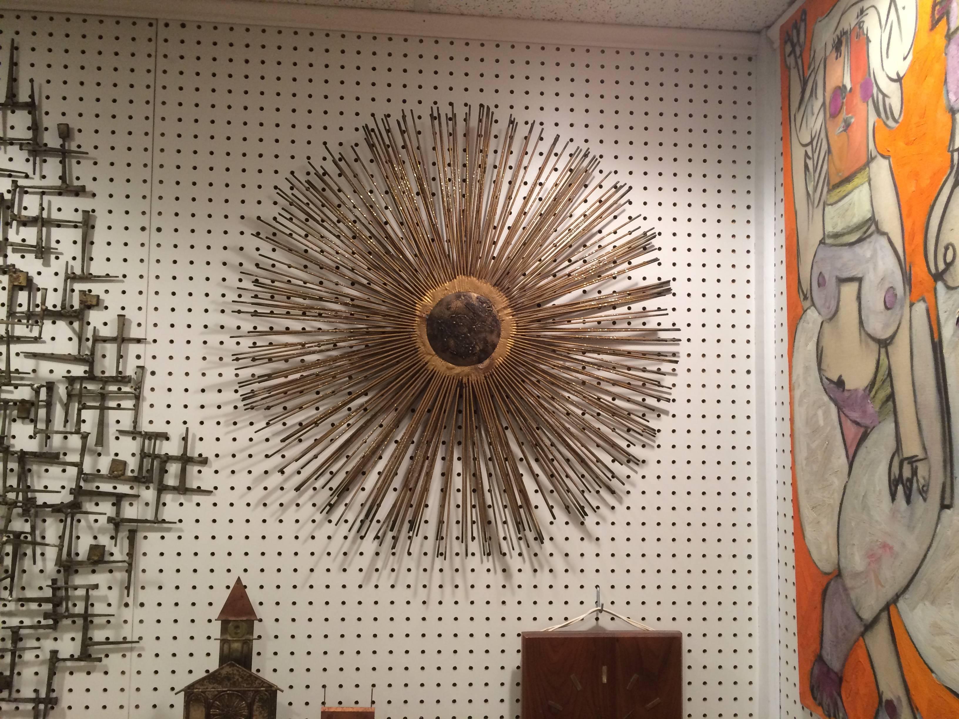 Mid Century Brutalist Starburst Wall Sculpture 4