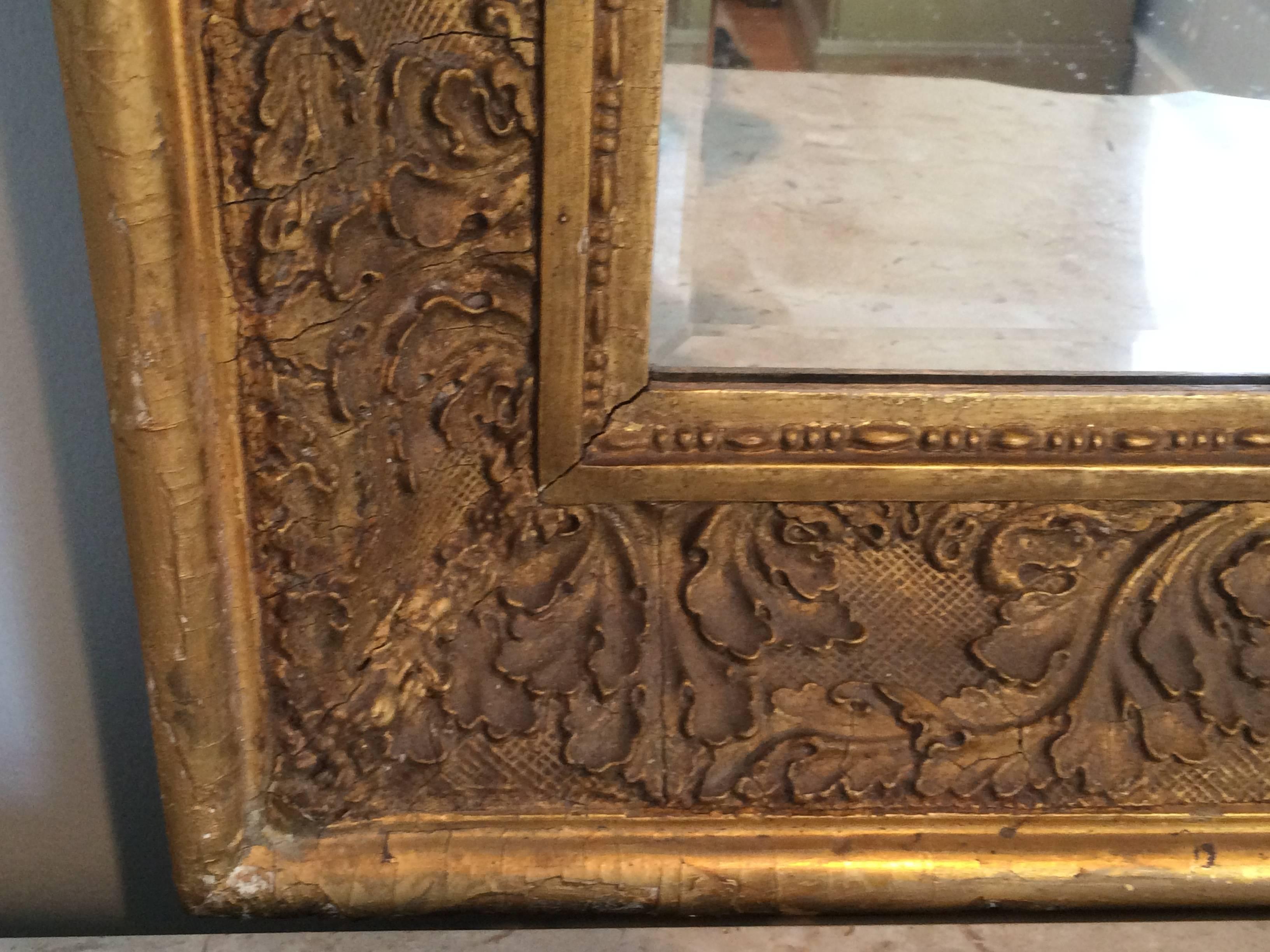Large Antique Gilt Mirror In Excellent Condition In Redding, CT