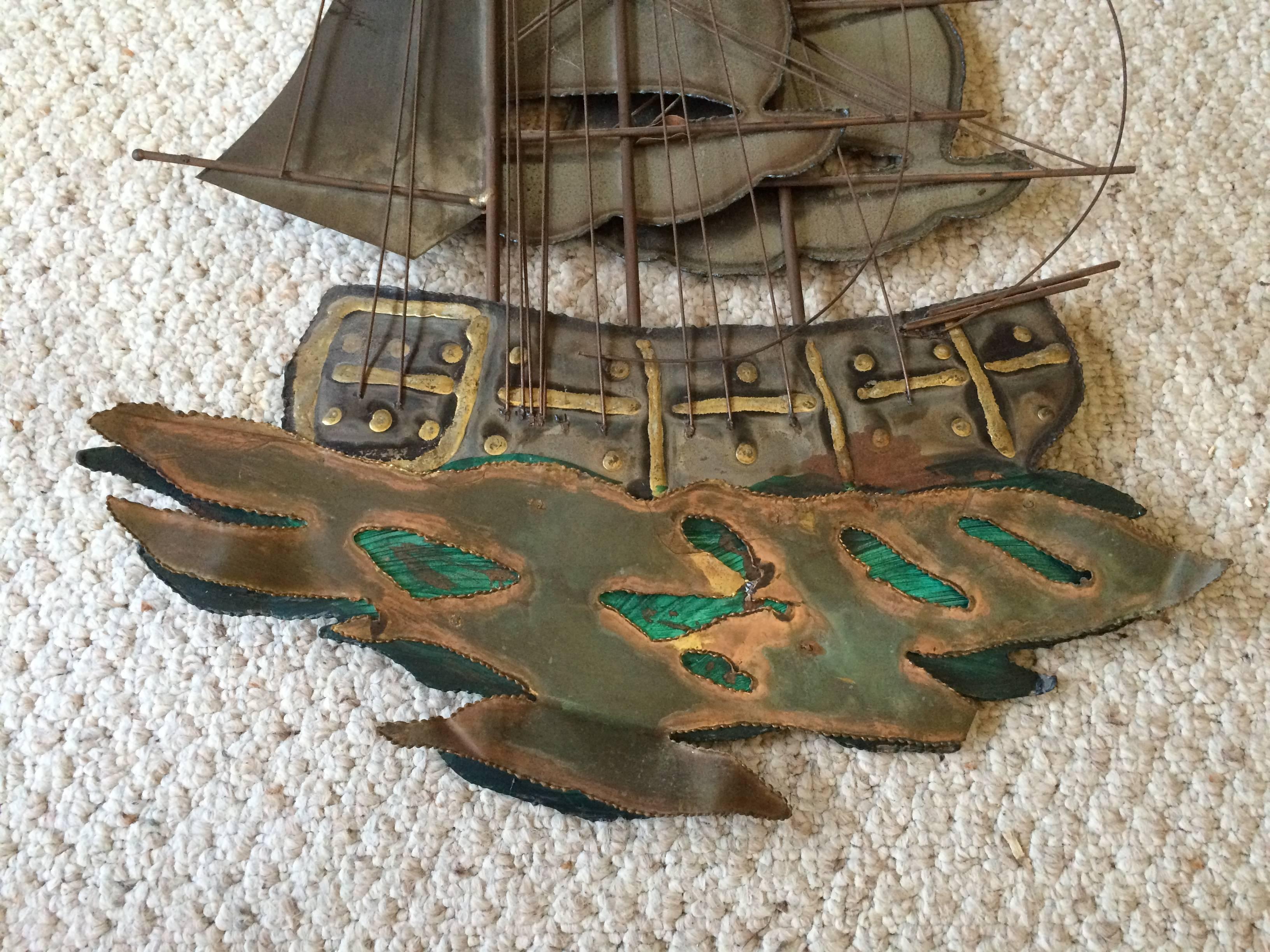 Mid-20th Century Brutalist Mid Century Ship Wall Sculpture For Sale