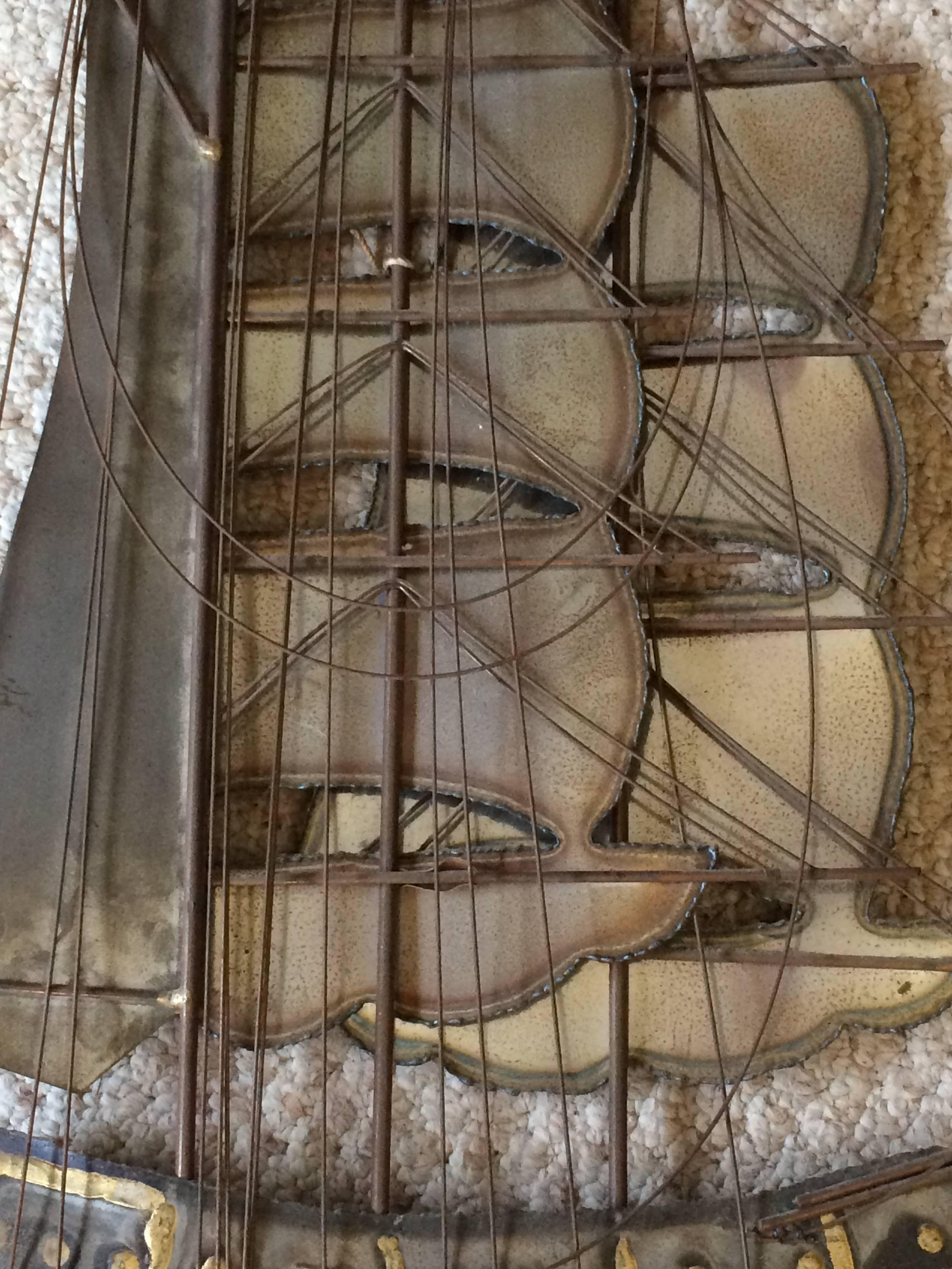 Brutalist Mid Century Ship Wall Sculpture In Excellent Condition For Sale In Redding, CT