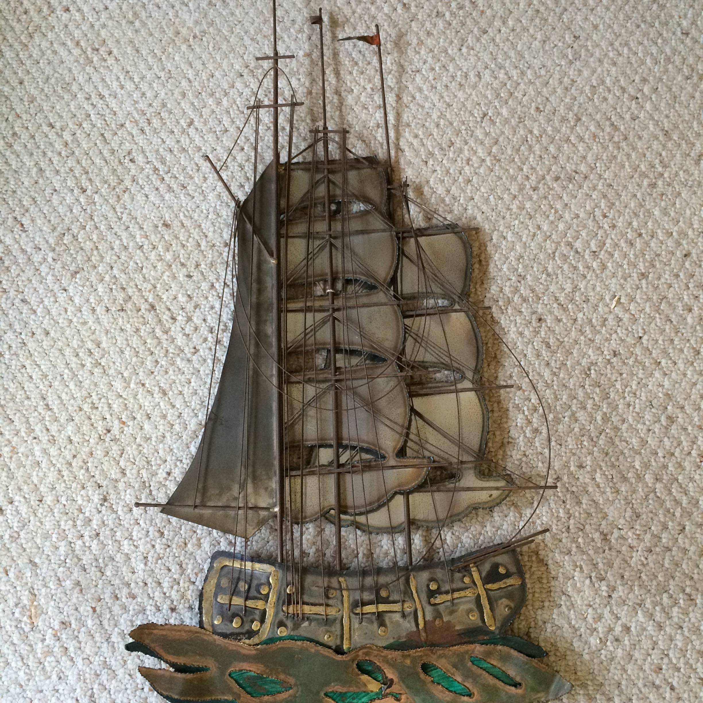 Brutalist Mid Century Ship Wall Sculpture For Sale 1
