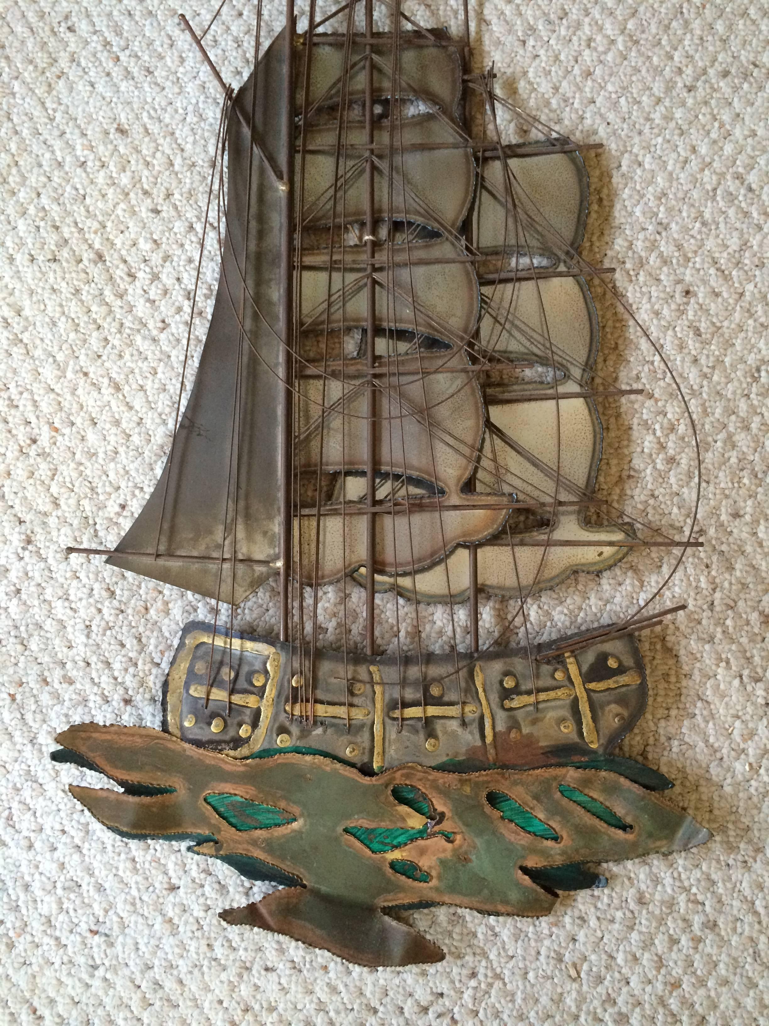 Brutalist Mid Century Ship Wall Sculpture For Sale 2