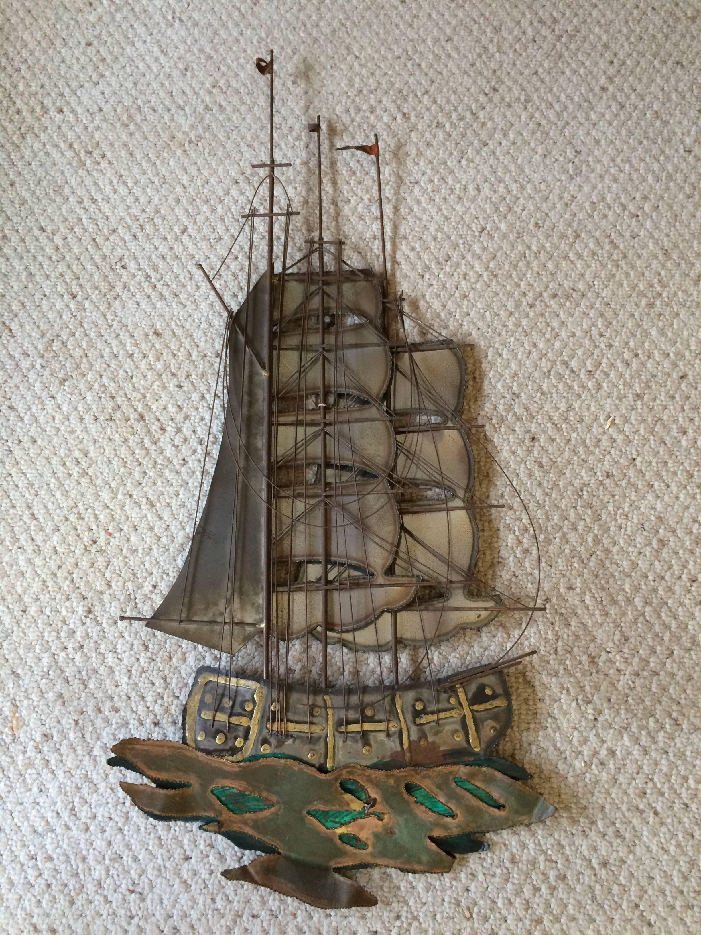 Brutalist Mid Century Ship Wall Sculpture For Sale 3