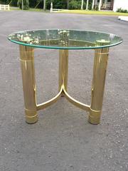 Hollywood Regency Brass and Glass Side Table