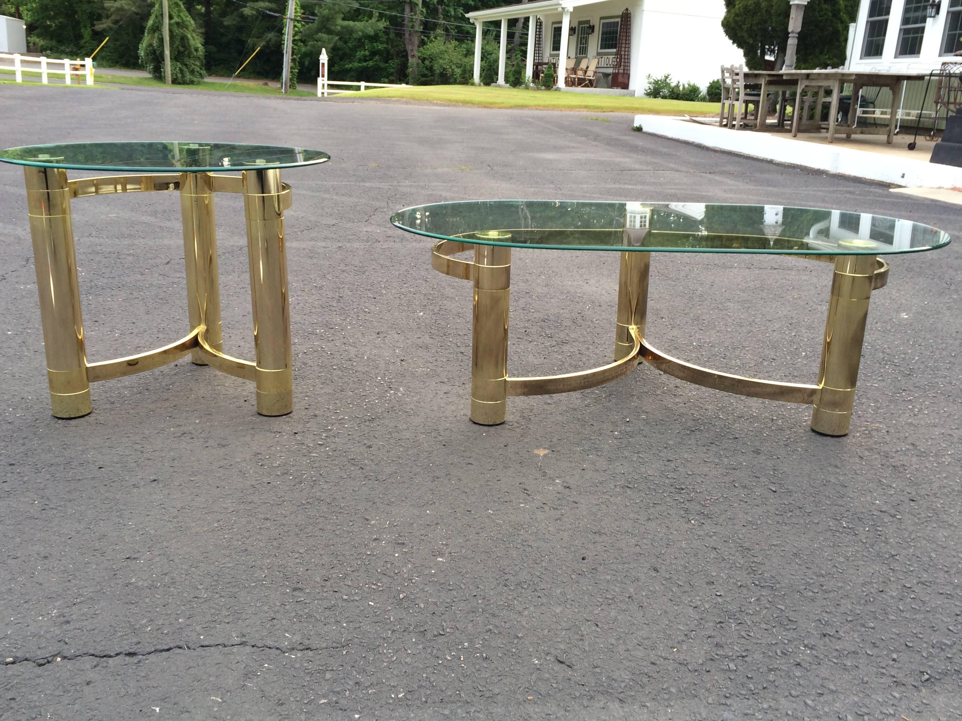 Hollywood Regency Brass and Glass Side Table 3