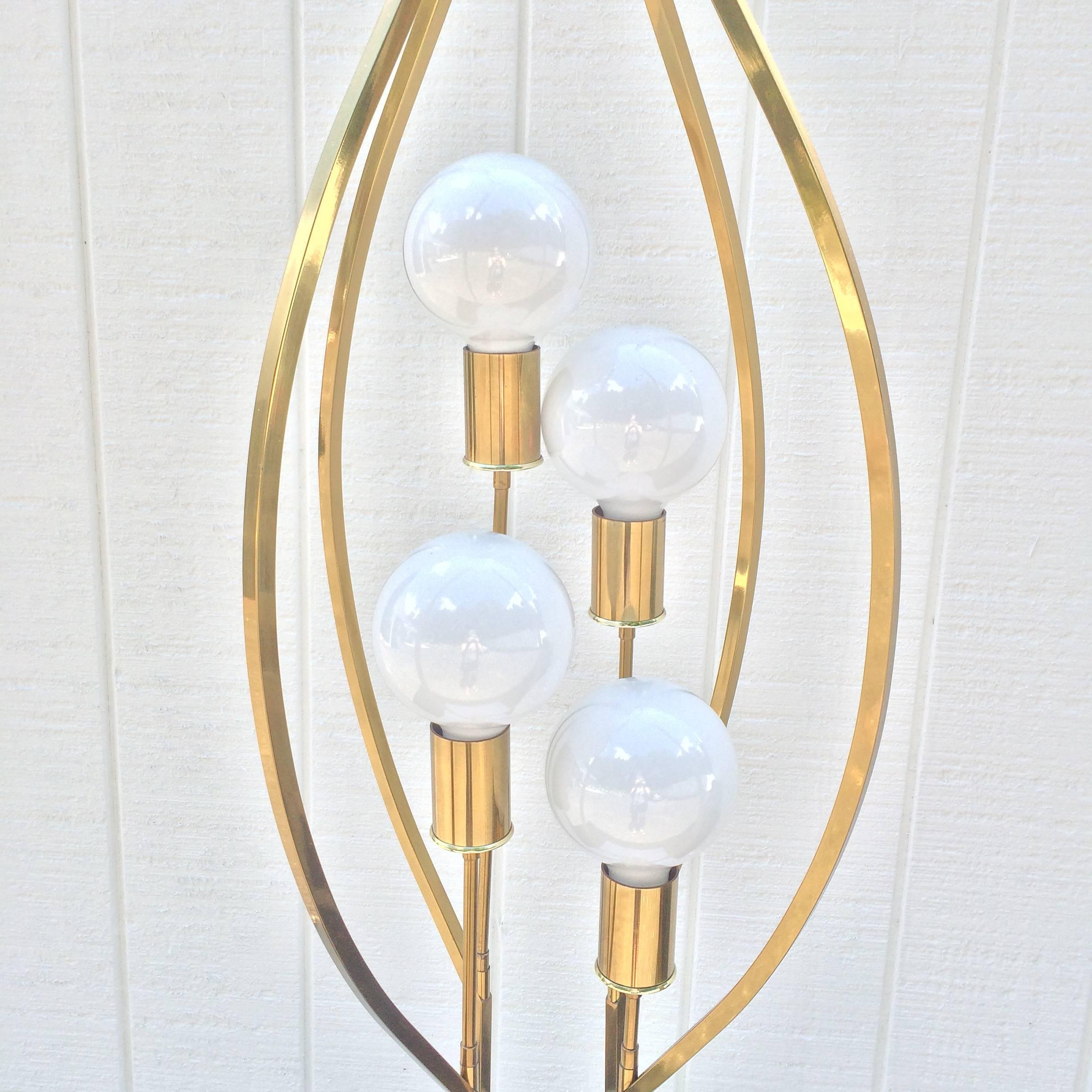 Brass and Lucite Floor Lamp In Excellent Condition In Redding, CT