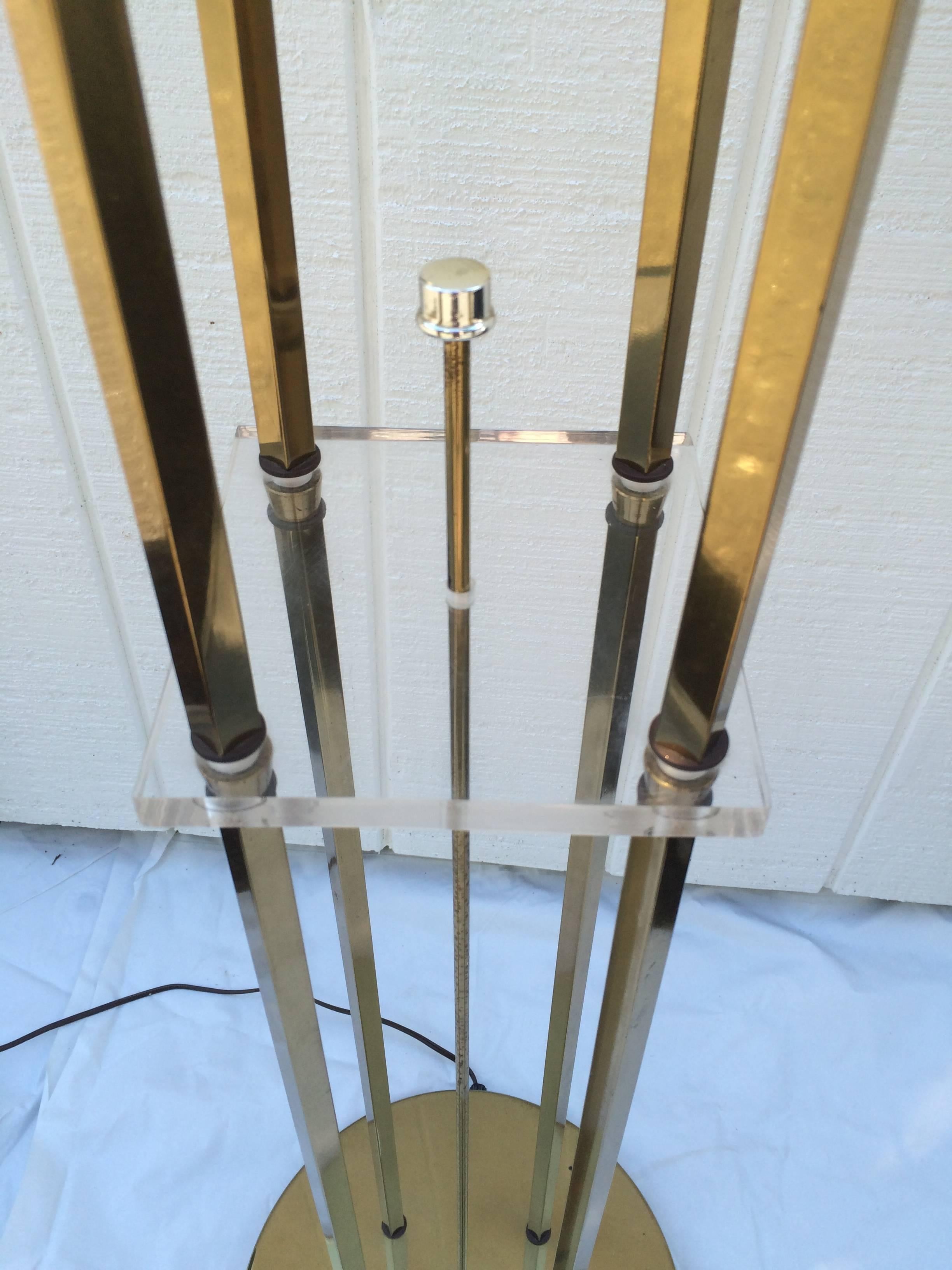 Late 20th Century Brass and Lucite Floor Lamp