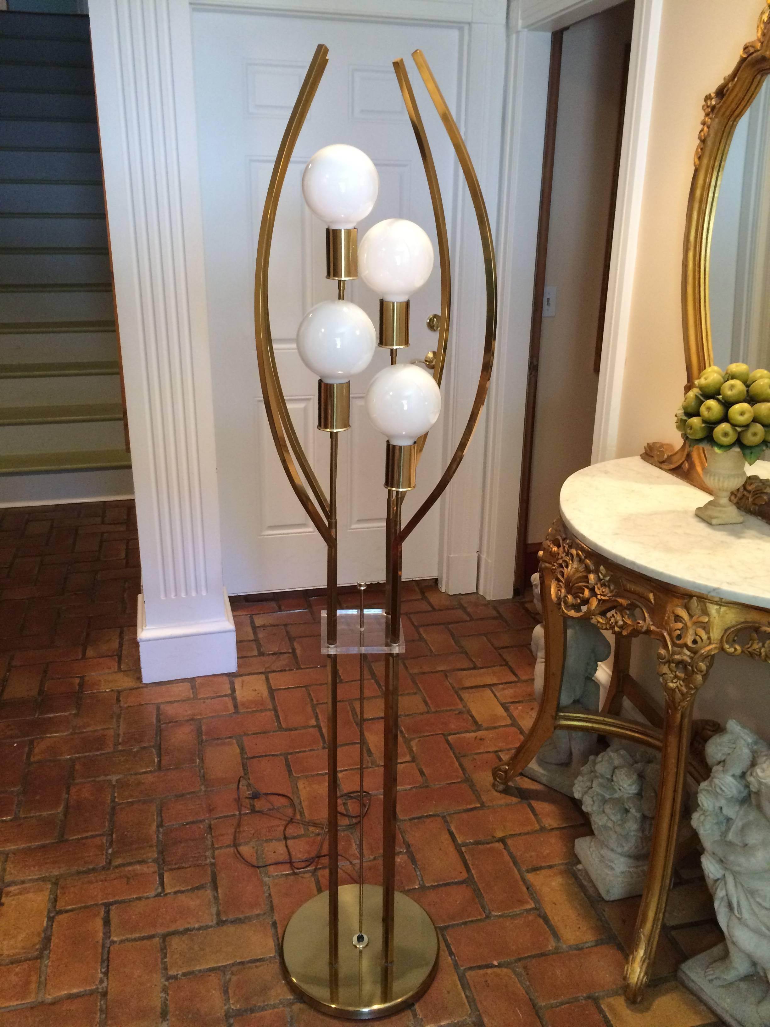 Brass and Lucite Floor Lamp 2