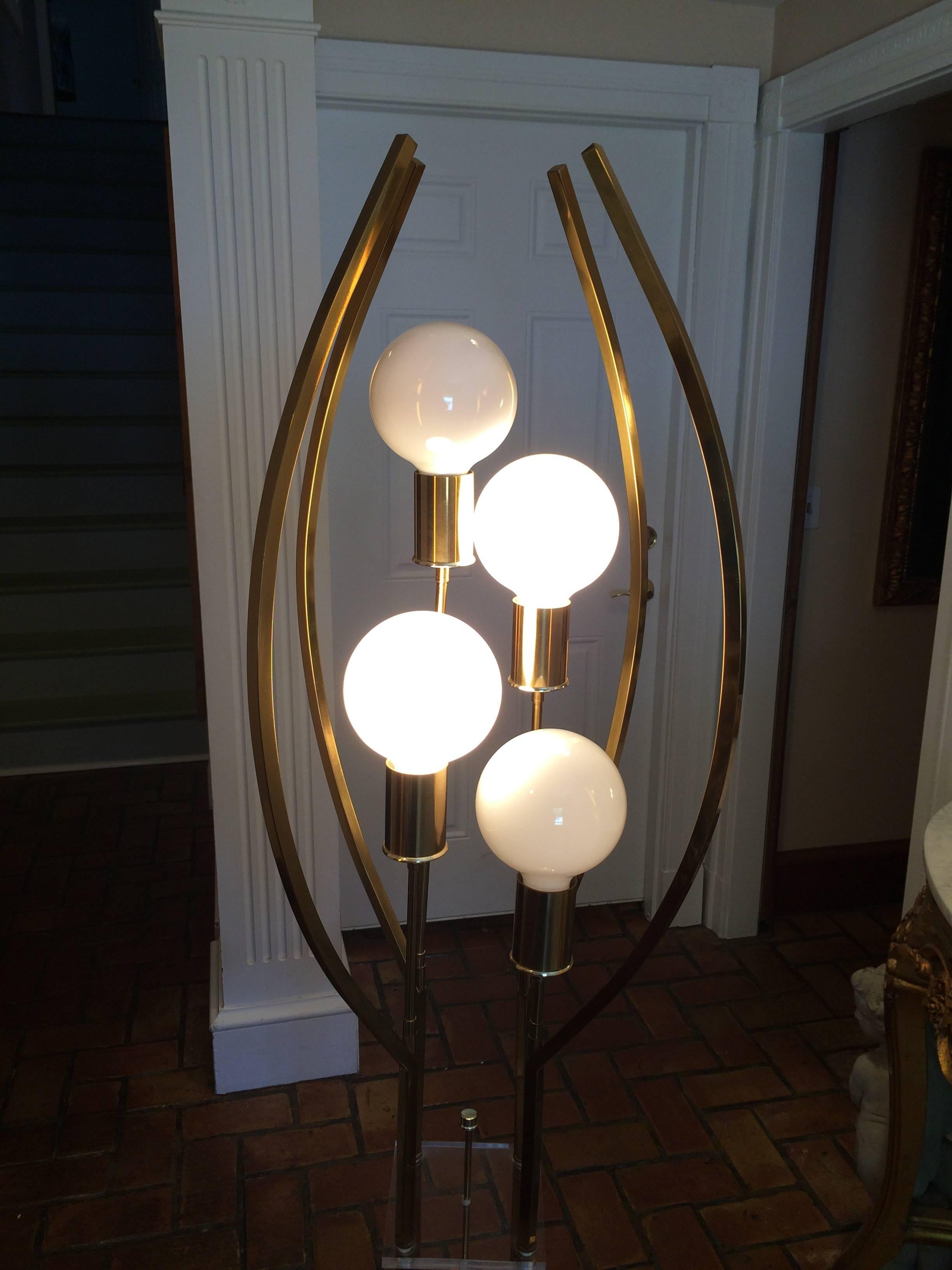Brass and Lucite Floor Lamp 4