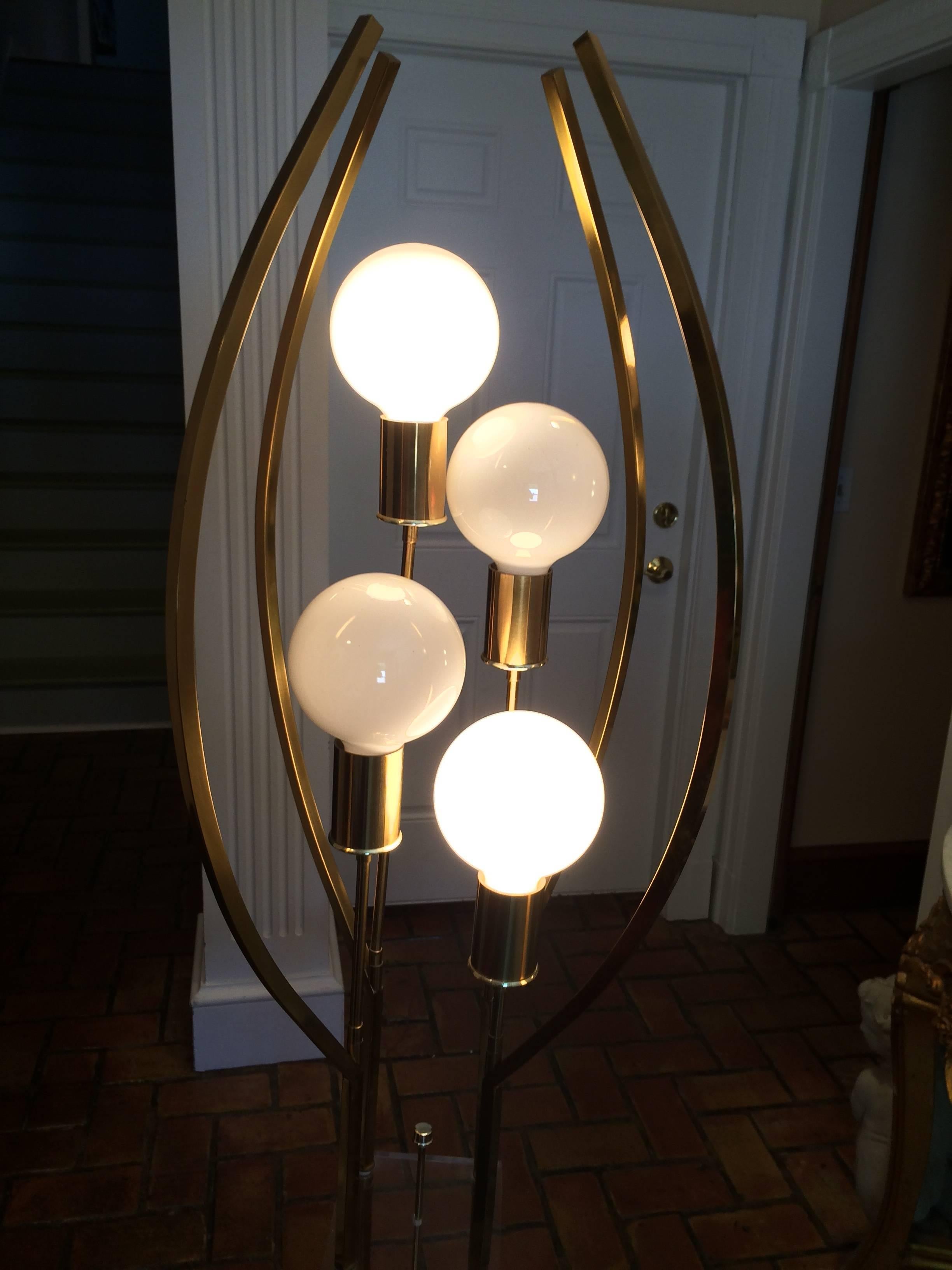 Brass and Lucite Floor Lamp 5