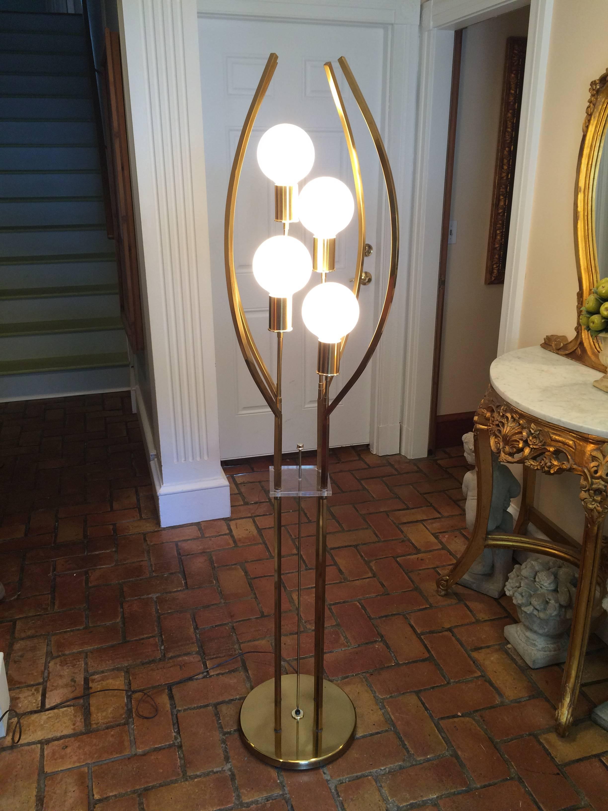 Brass and Lucite Floor Lamp 3