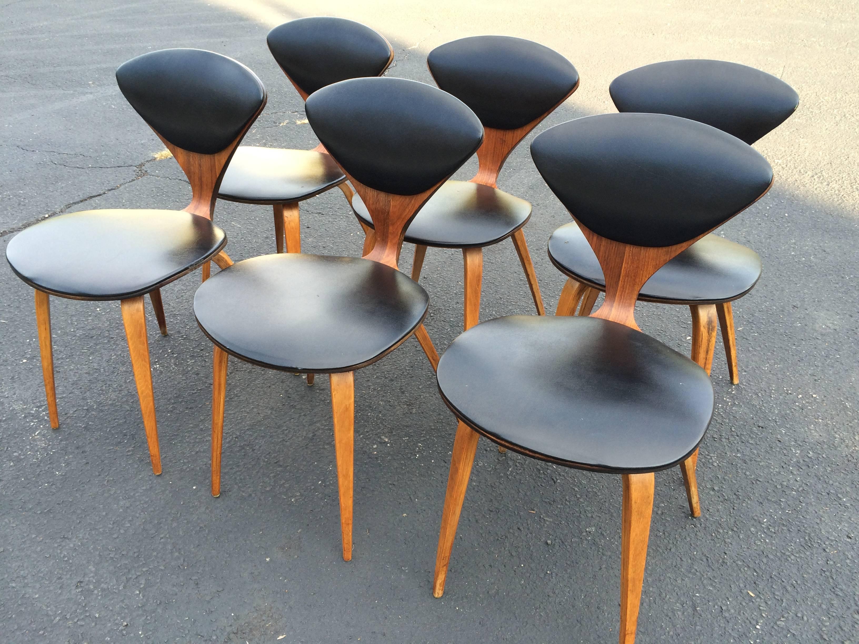 Mid-Century Modern Set of Six Norman Cherner Dining Chairs for Plycraft