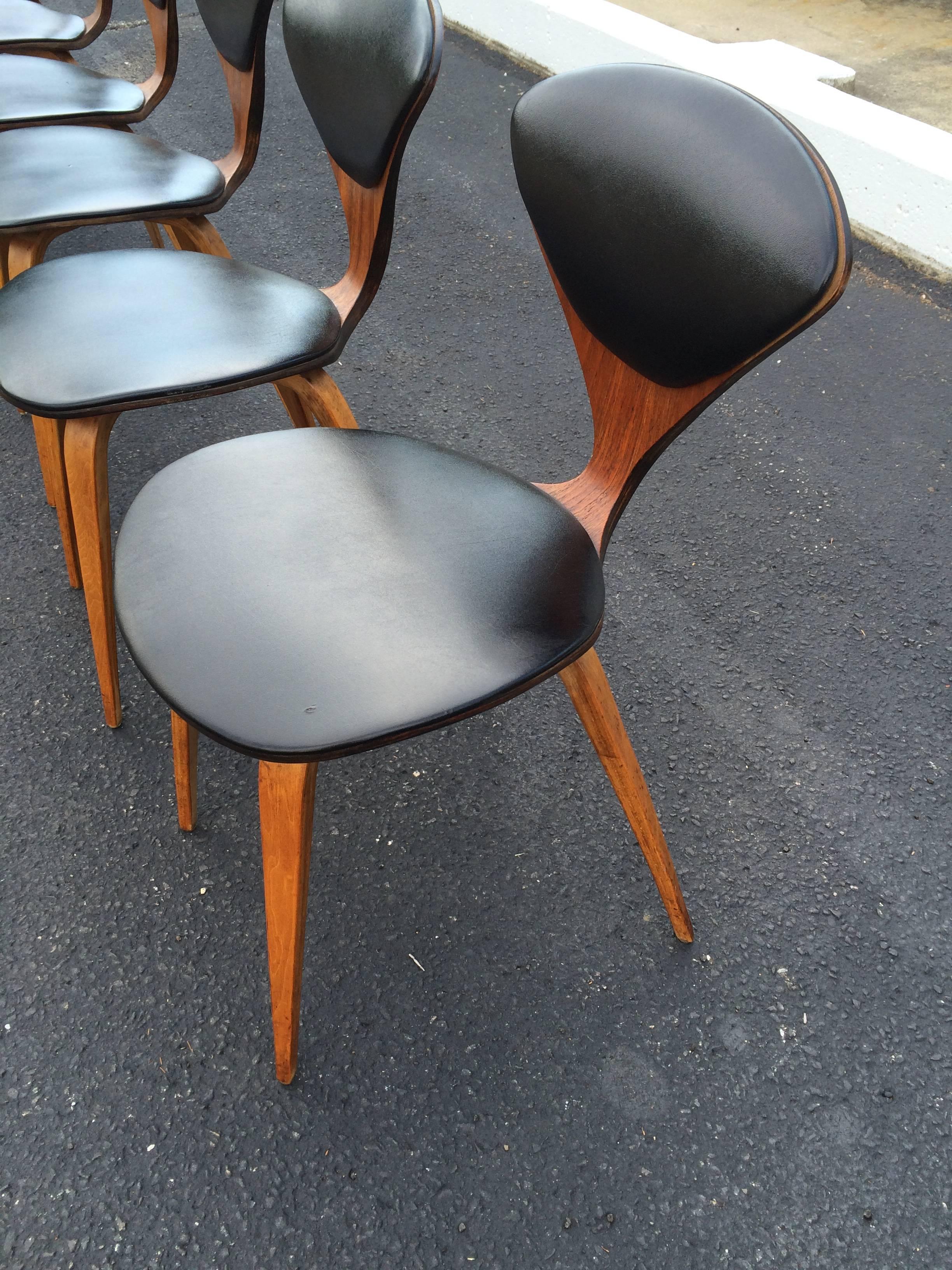 PVC Set of Six Norman Cherner Dining Chairs for Plycraft