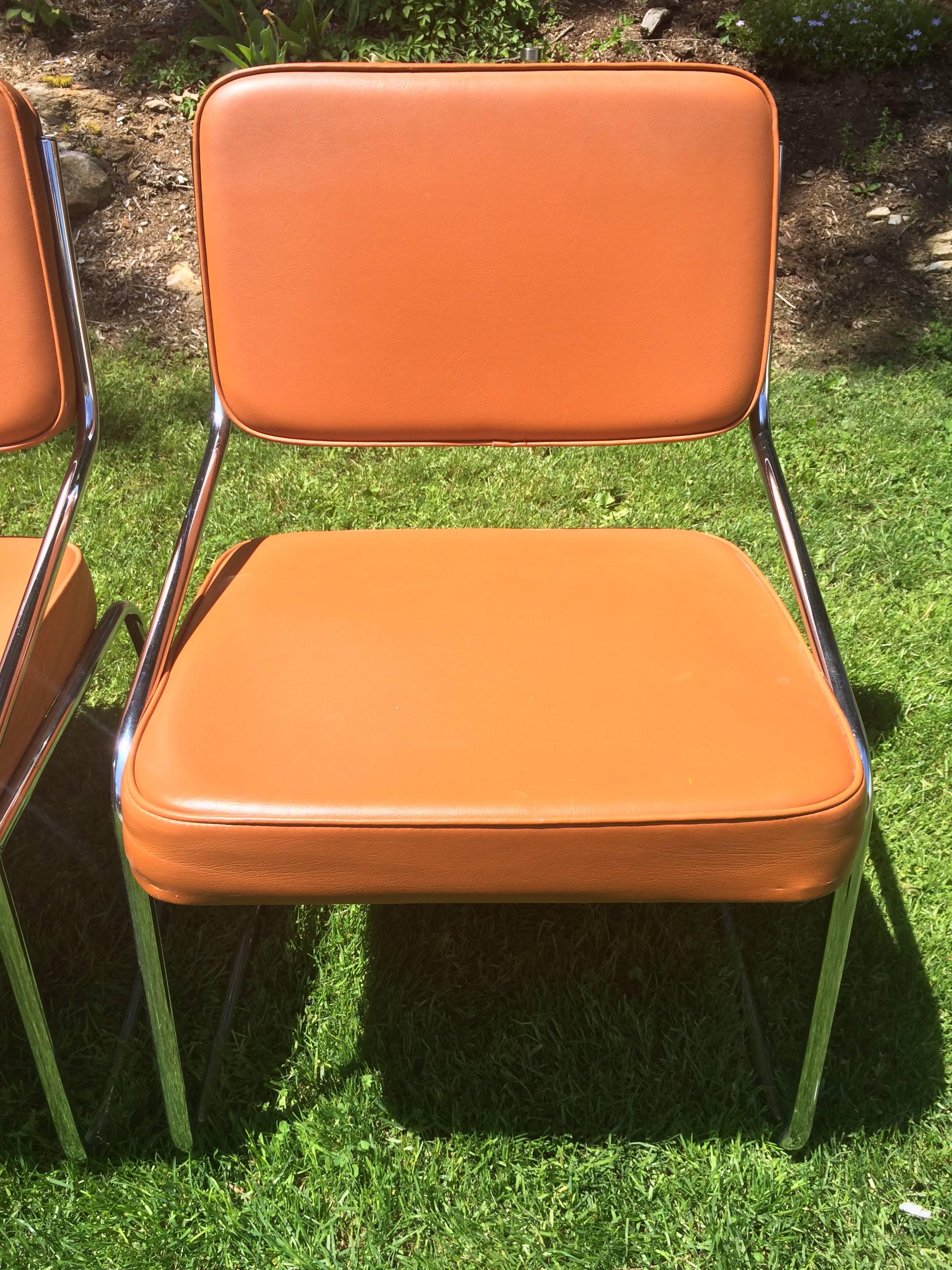 Set of Four Chrome and Vinyl Chairs 3