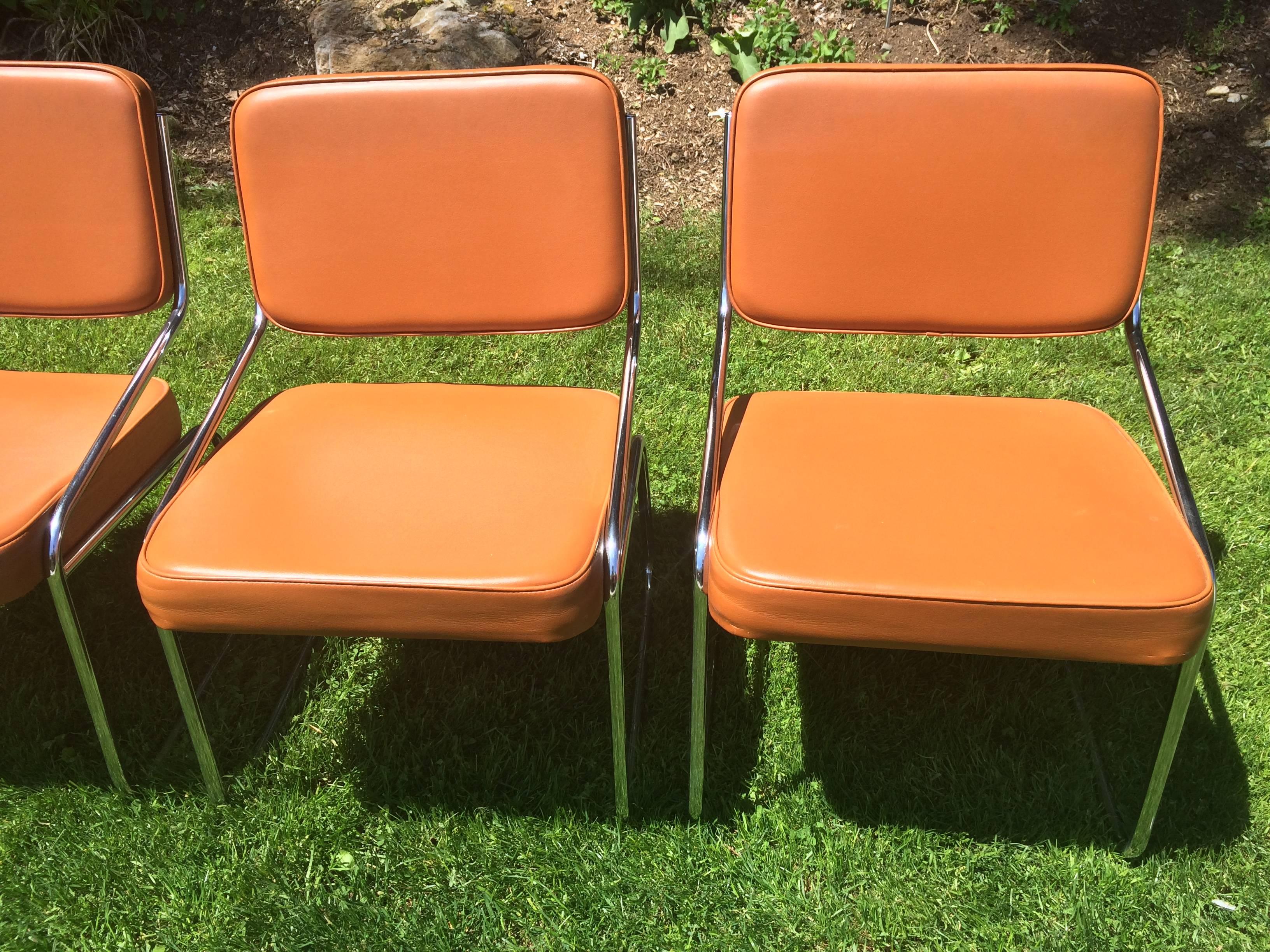 Set of Four Chrome and Vinyl Chairs 4