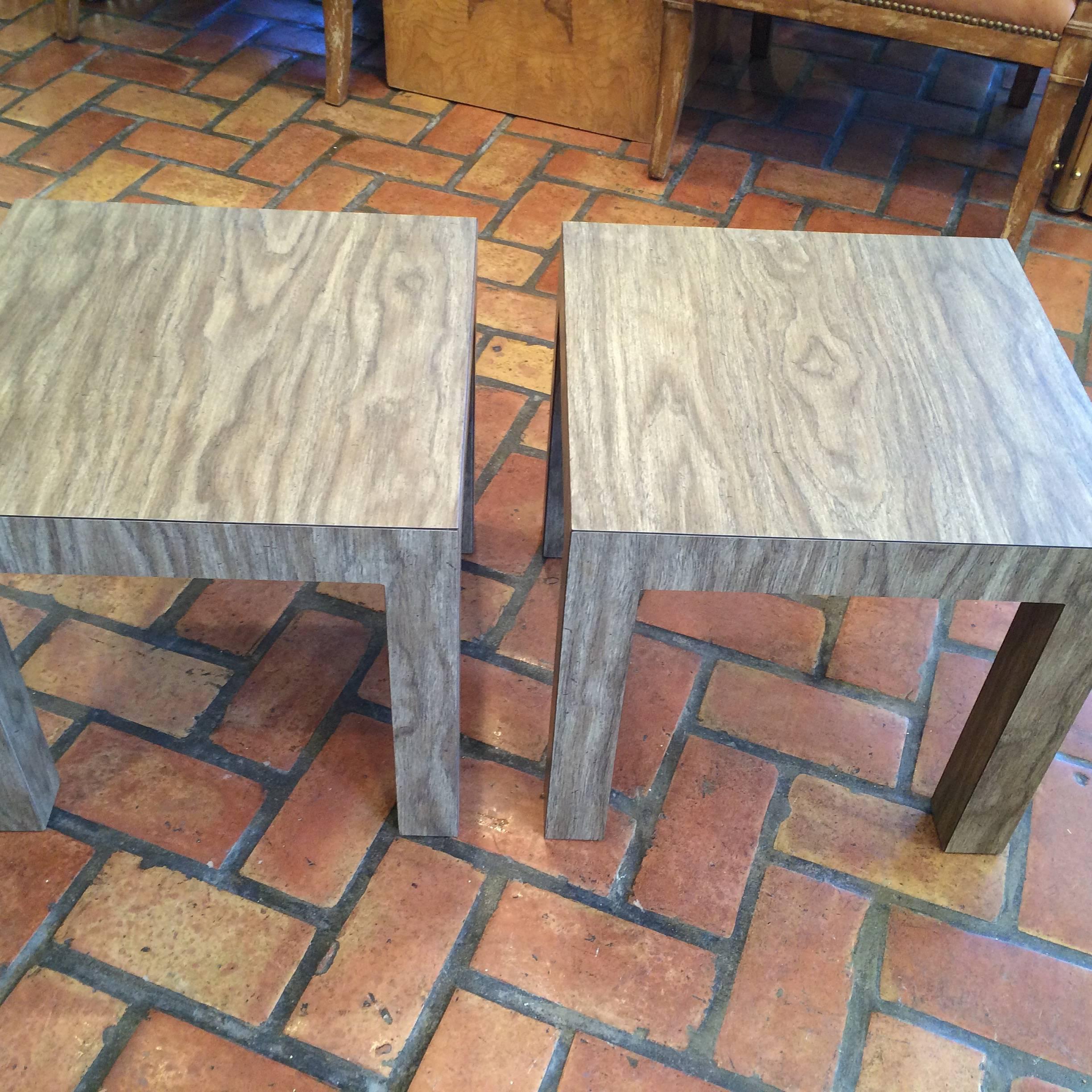 Laminate Pair of Wood Grain Parsons End Tables
