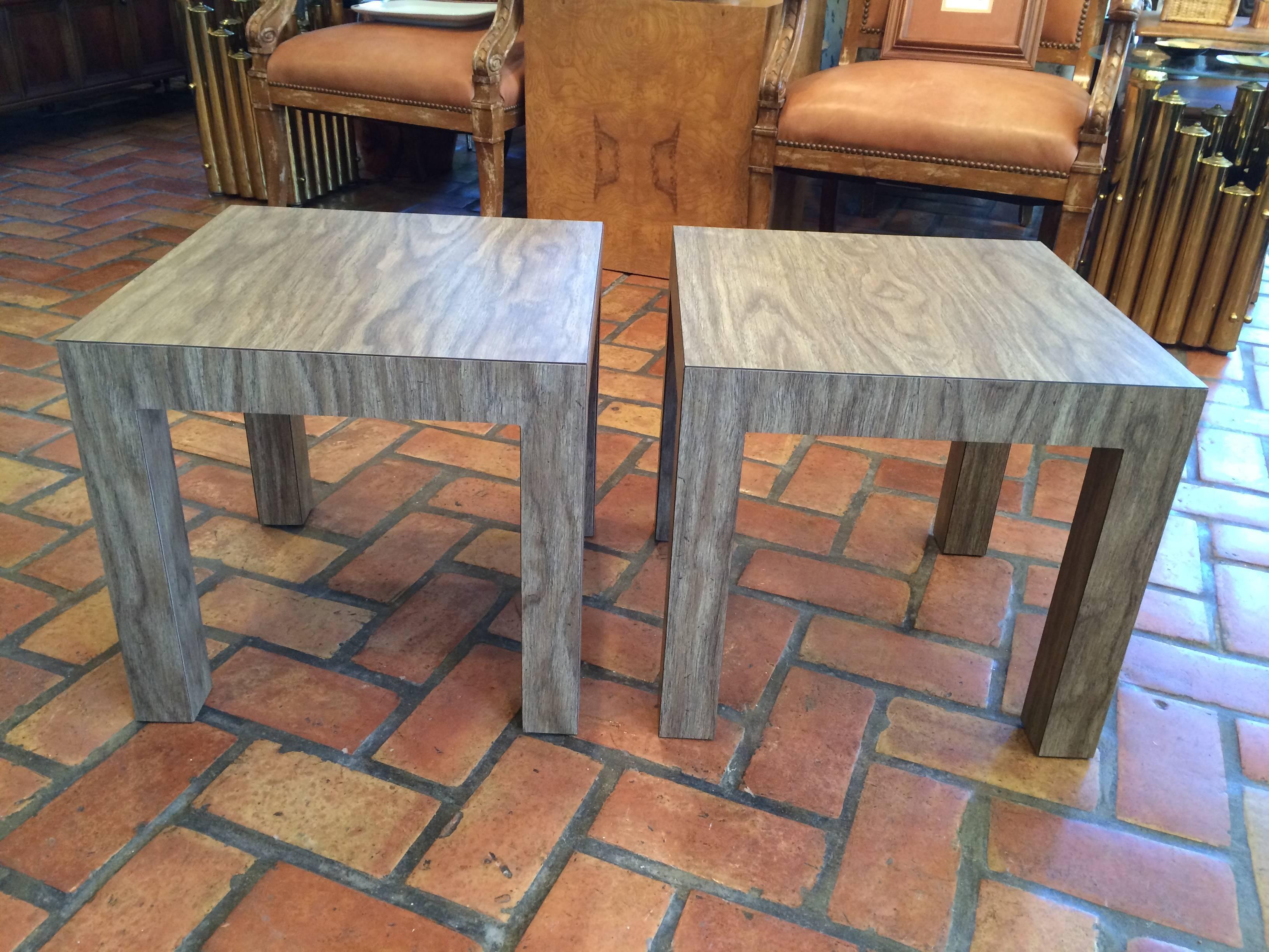 Pair of Wood Grain Parsons End Tables 3