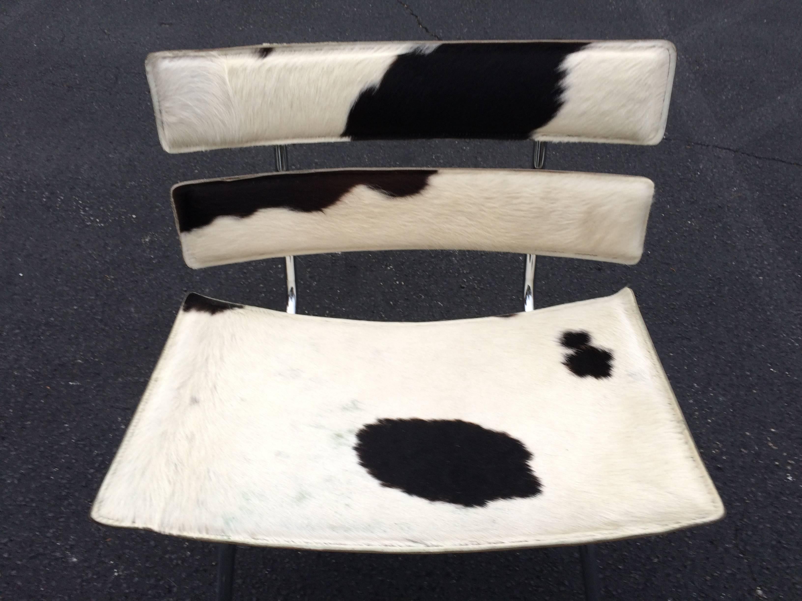 Mid-Century Modern Cowhide and Chrome Eames Style Chair