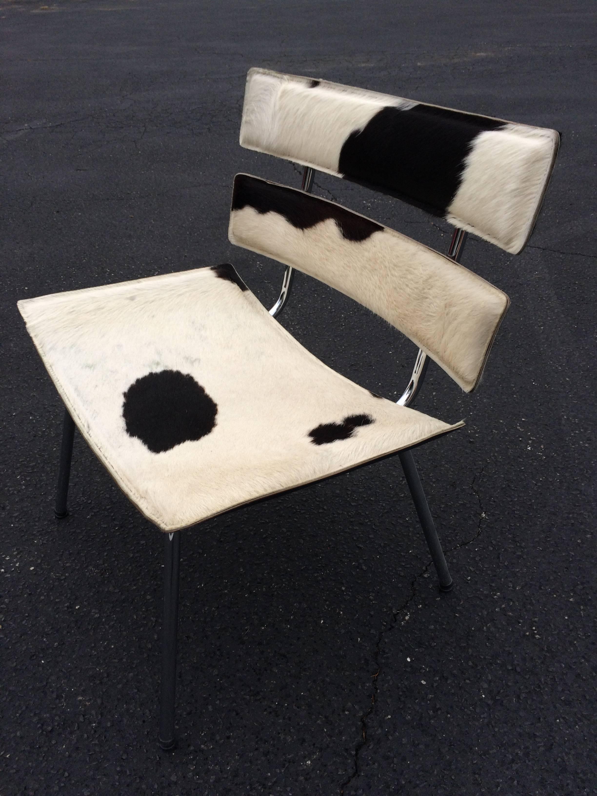 Late 20th Century Cowhide and Chrome Eames Style Chair