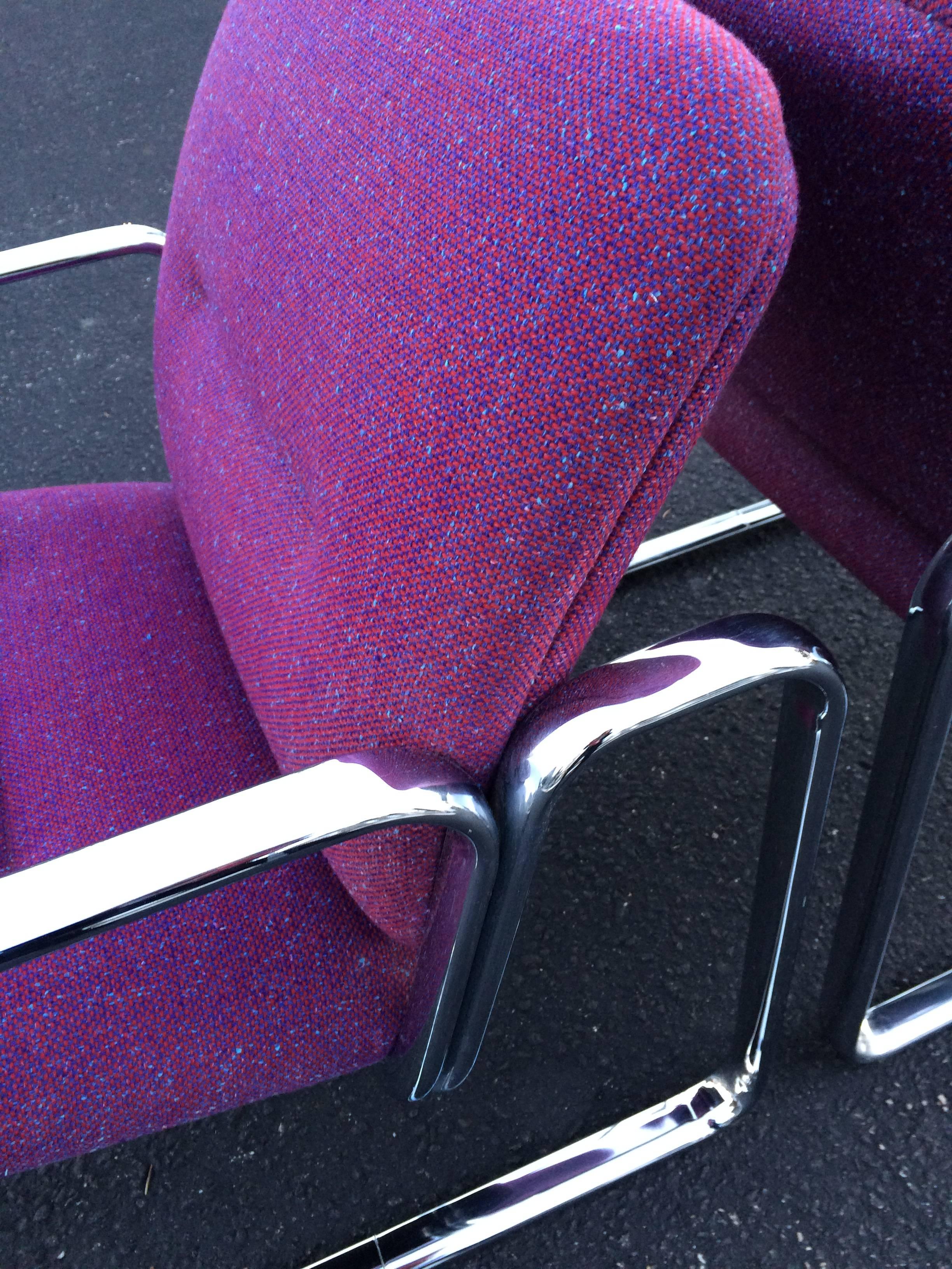 Pair of Chrome Steelcase Chairs in Violet For Sale 2