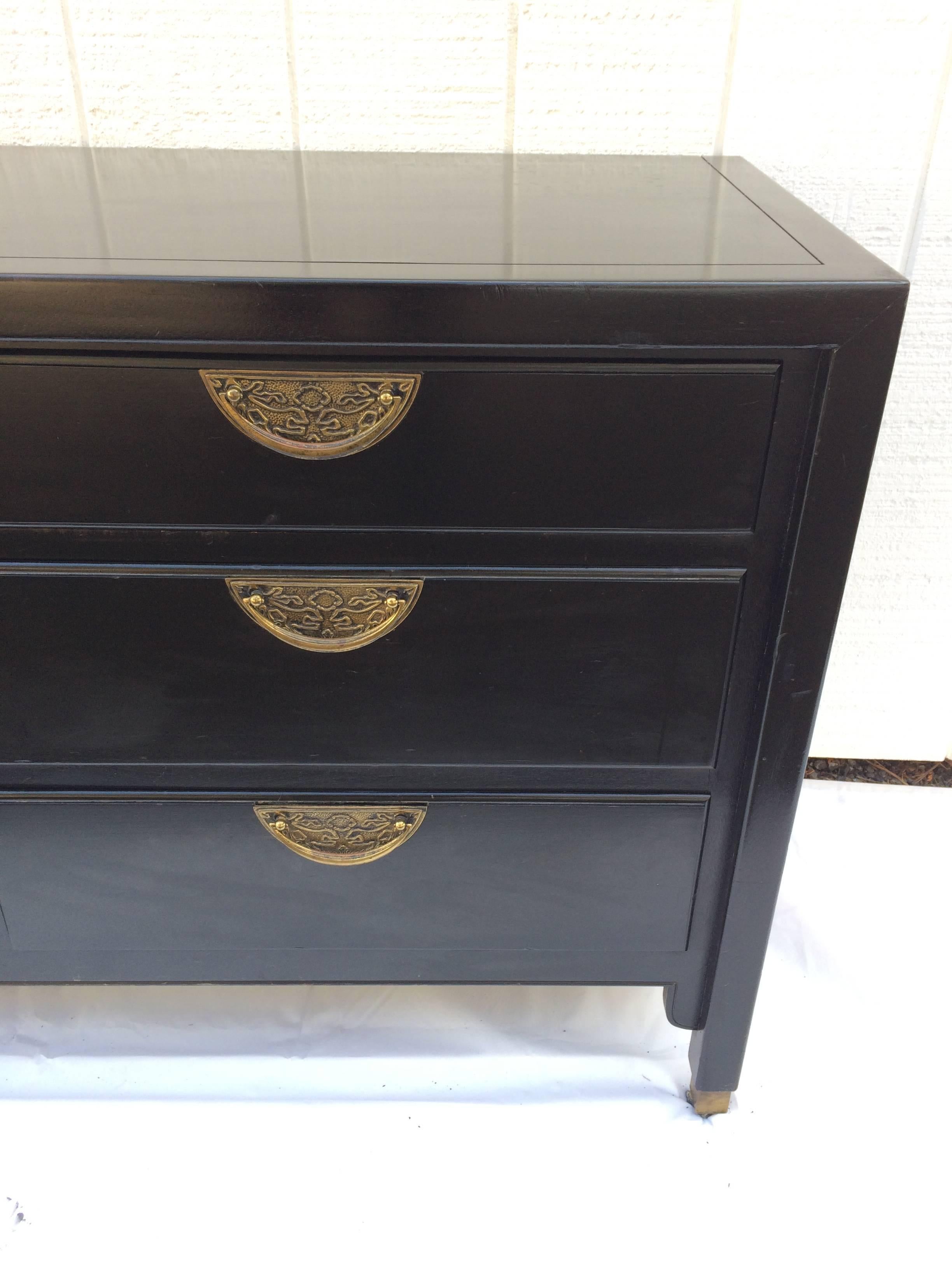 Brass Hollywood Regency Dresser in the Style of James Mont for Century