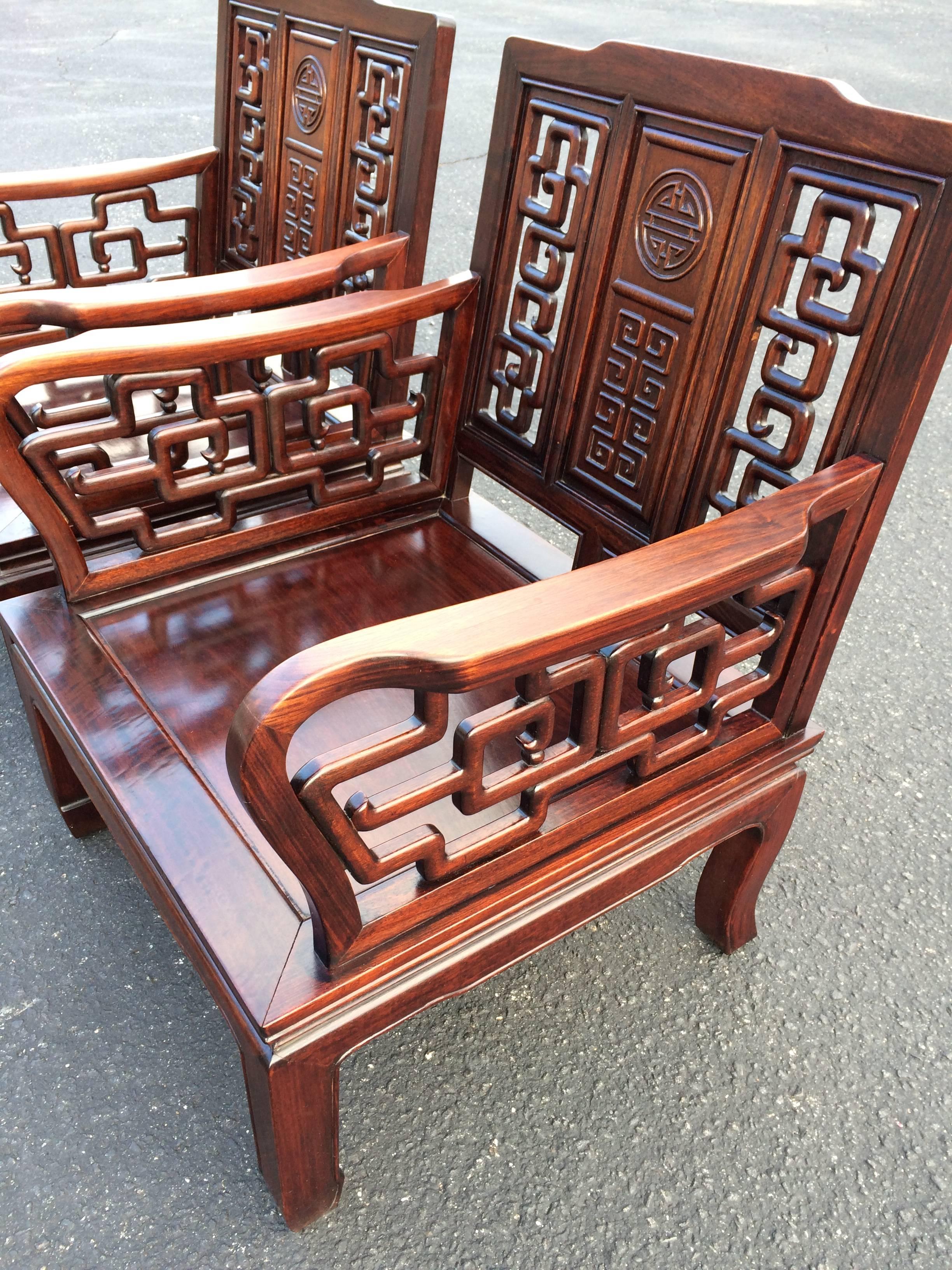 20th Century Antique Carved Chinese Chippendale Rosewood