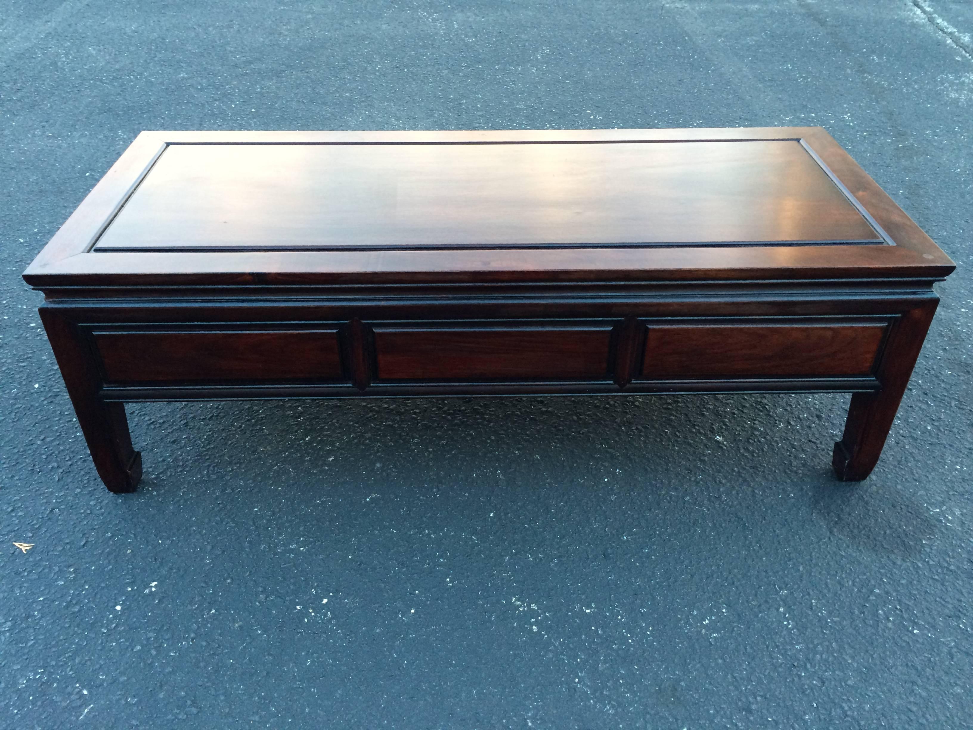 Antique Chinese Chippendale Rosewood Coffee Table In Good Condition In Redding, CT