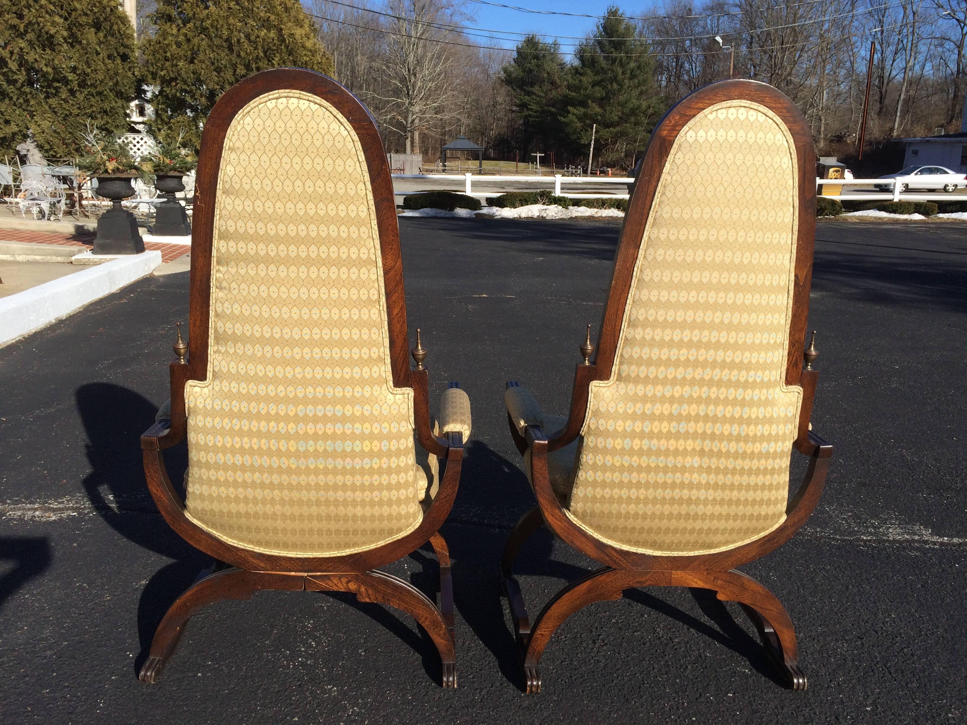Pair of Hollywood Regency Dorothy Draper Style Throne Chairs 2