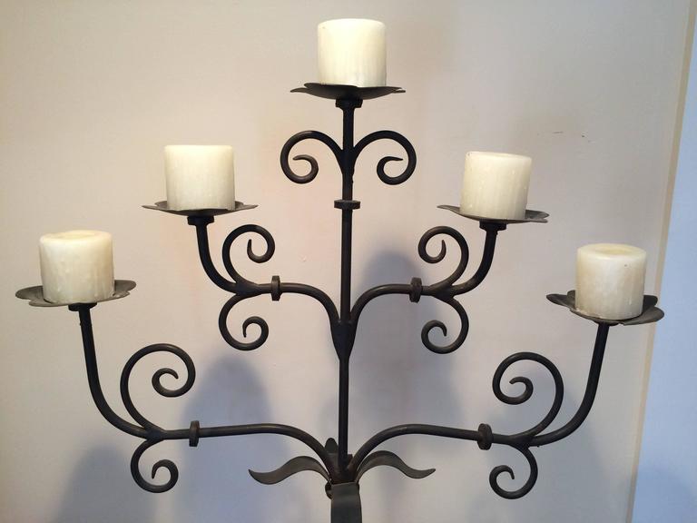 Handmade Wrought Iron Floor Candelabra stands 5 ft + tall at 1stDibs