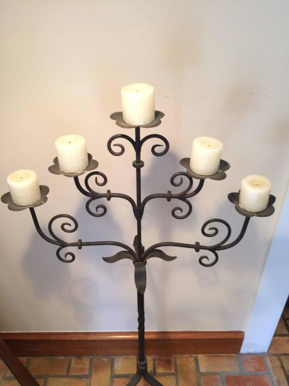 Handmade Wrought Iron Floor Candelabra stands 5 ft + tall at 1stDibs
