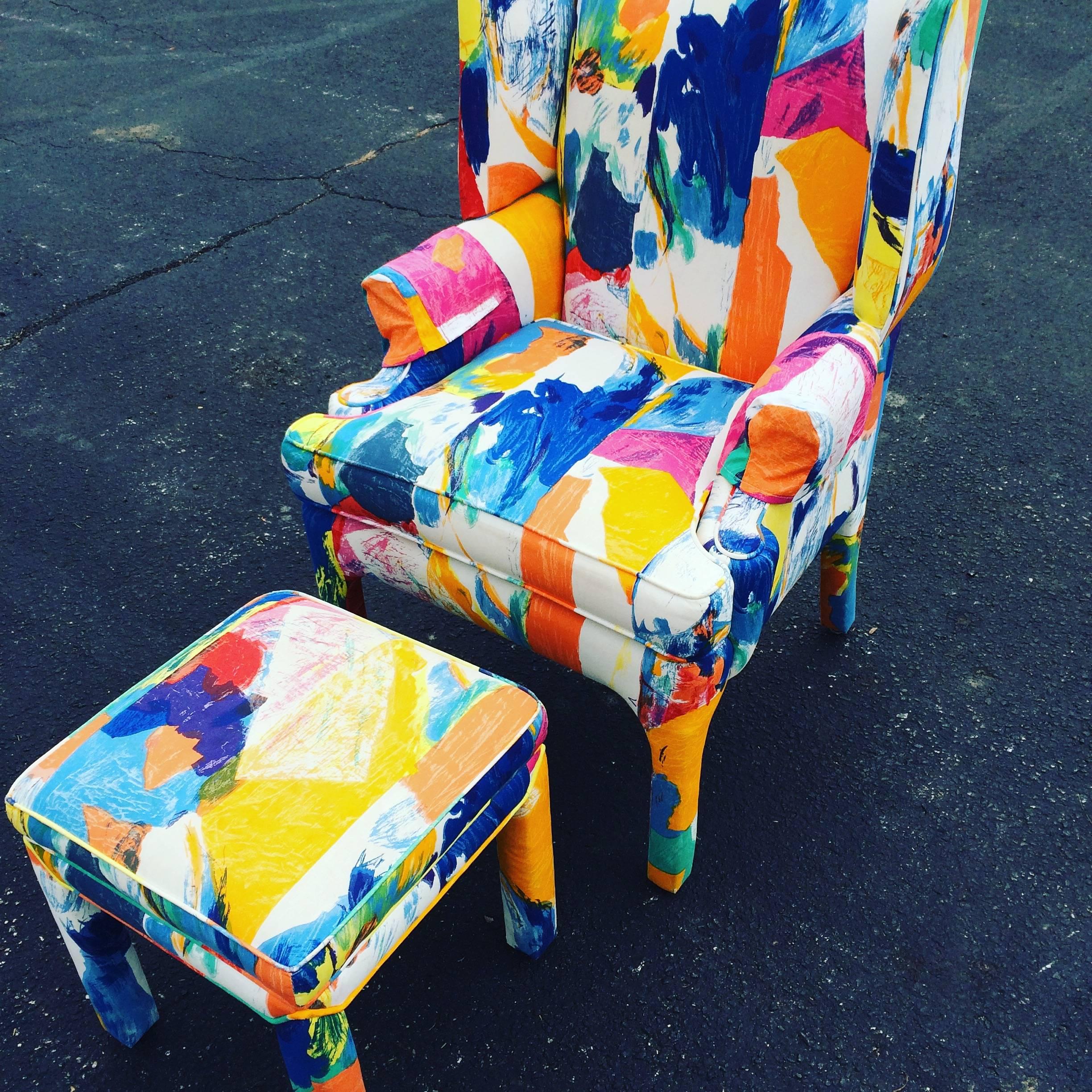 patchwork wingback chair