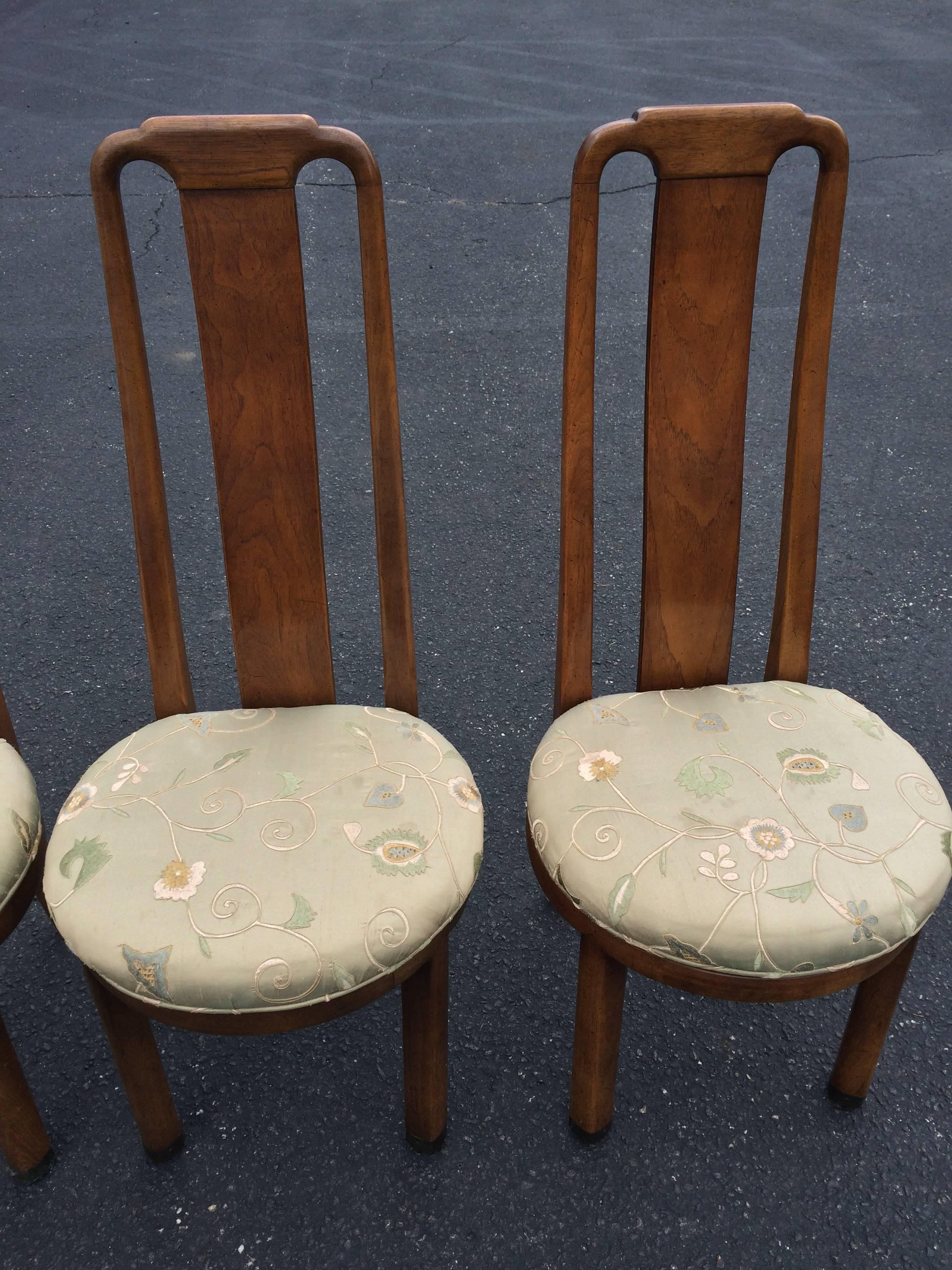 Upholstery Set of Four High Back Henredon Dining Chairs