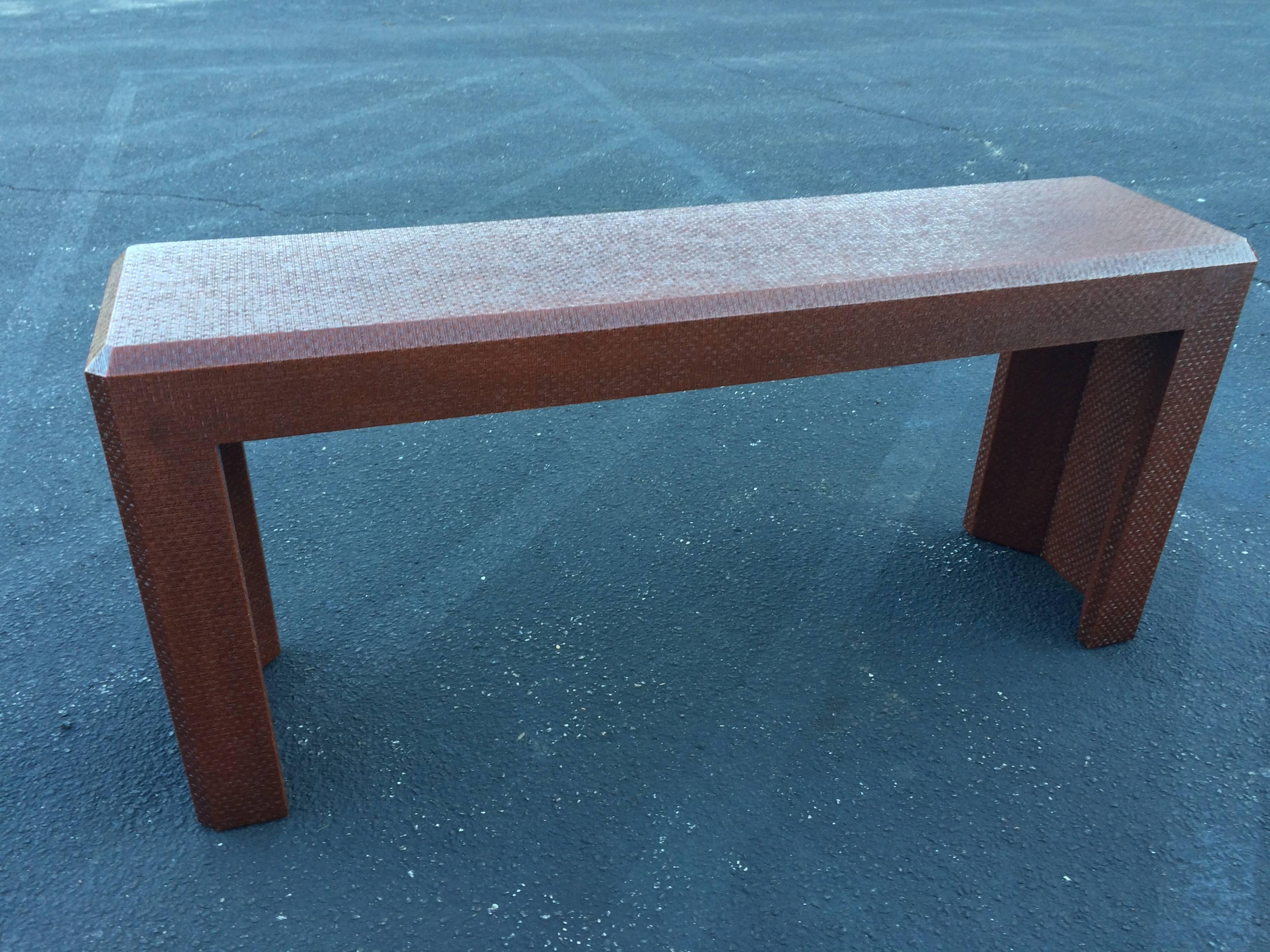 grasscloth parsons table